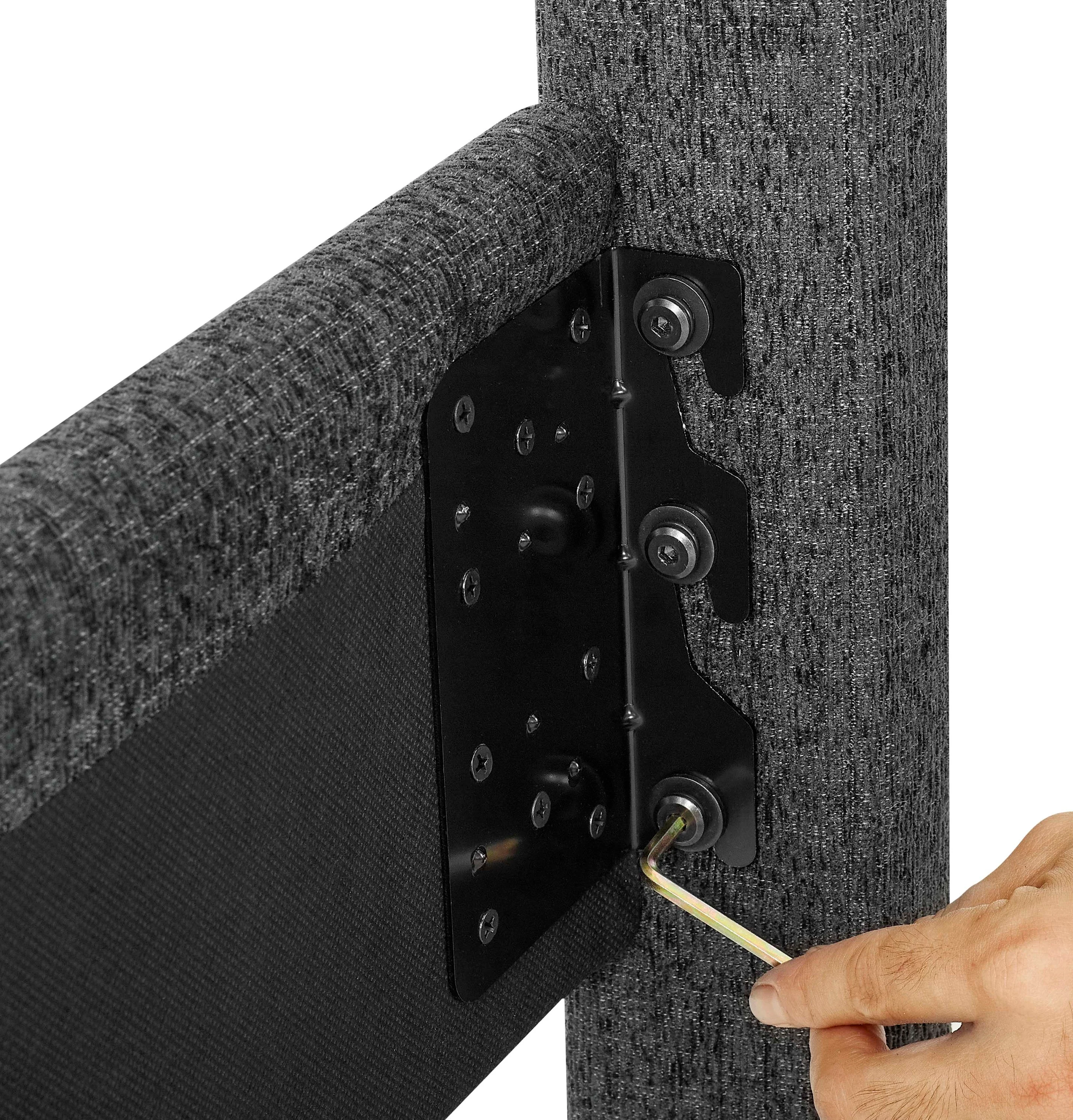 Walker Edison | King Size Charcoal Grey Upholstered Platform Bed - Image 11