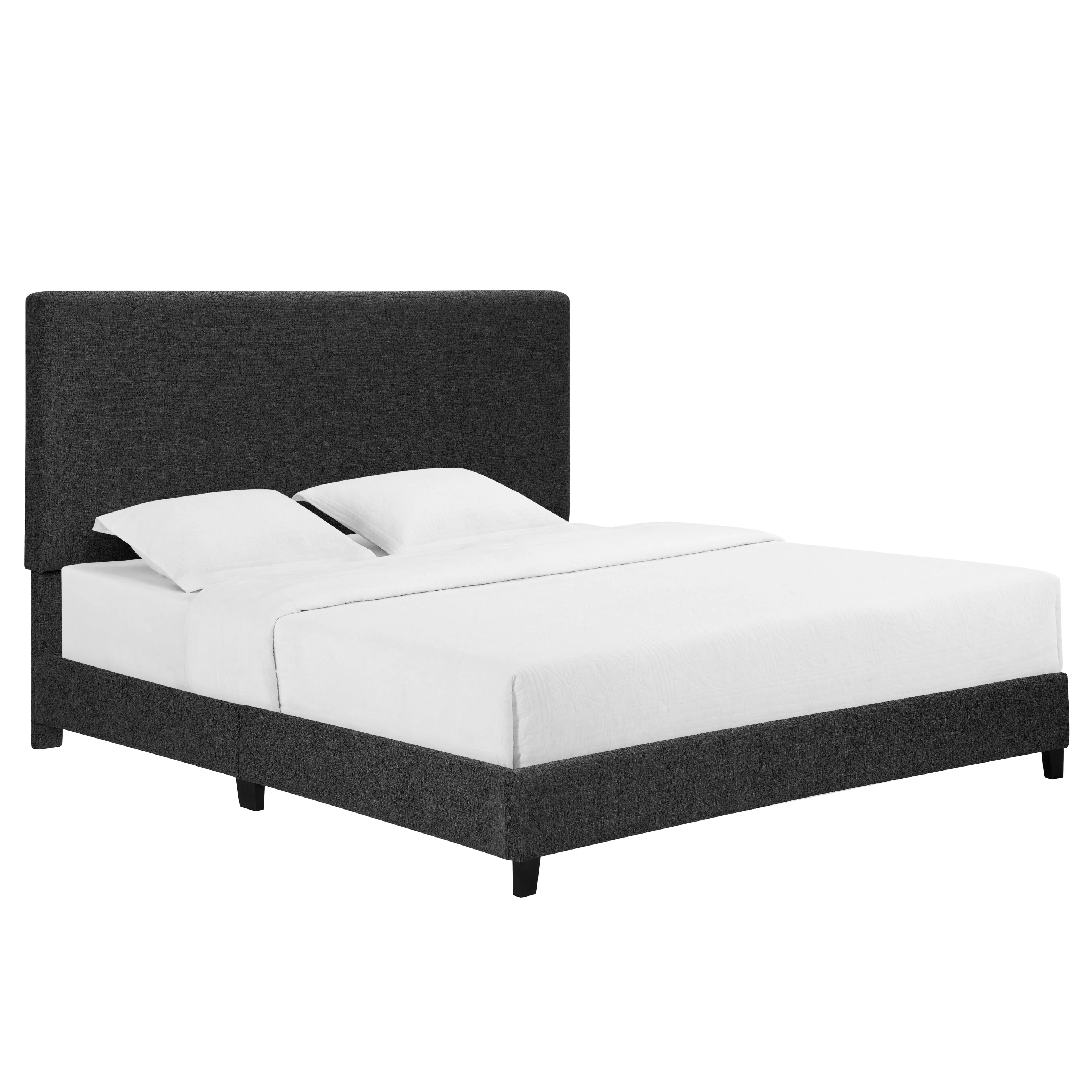 Walker Edison | King Size Charcoal Grey Upholstered Platform Bed - Image 5