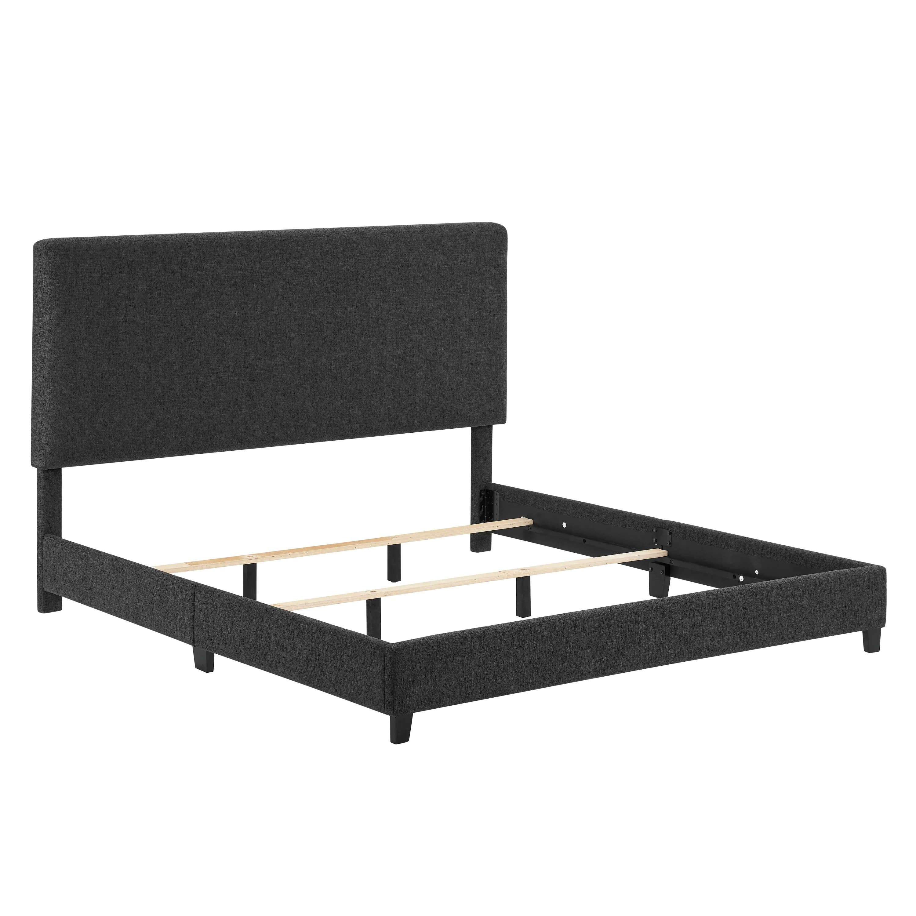 Walker Edison | King Size Charcoal Grey Upholstered Platform Bed - Image 7
