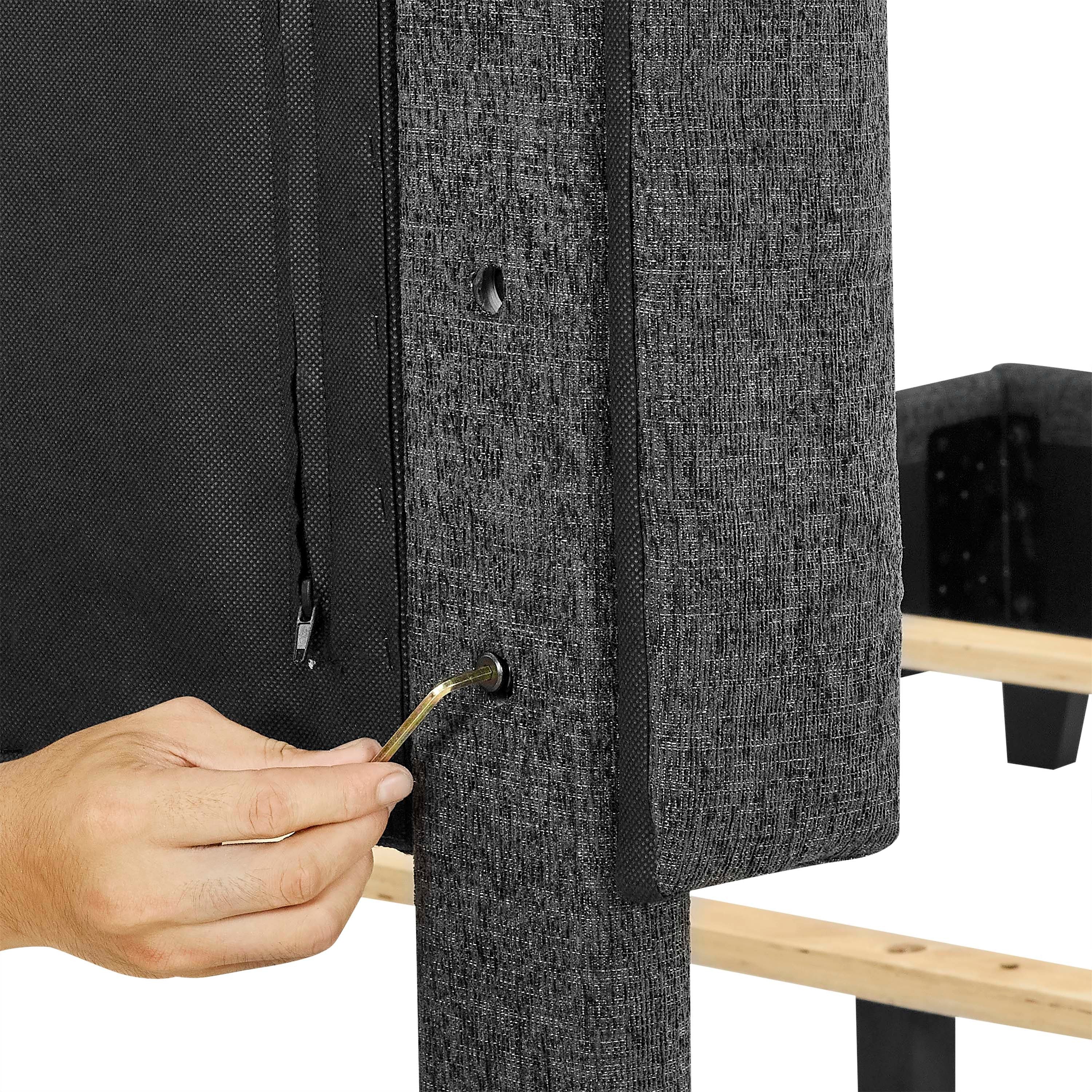 Walker Edison | King Size Charcoal Grey Upholstered Platform Bed - Image 9