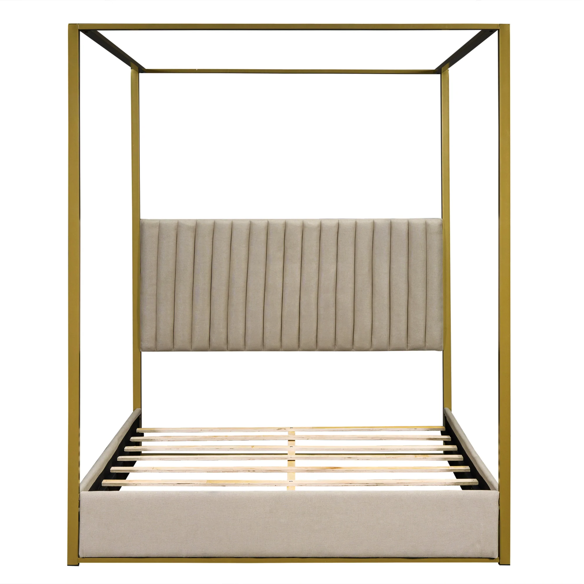 Walker Edison | Queen Size Upholstery Canopy Platform Bed - Image 12