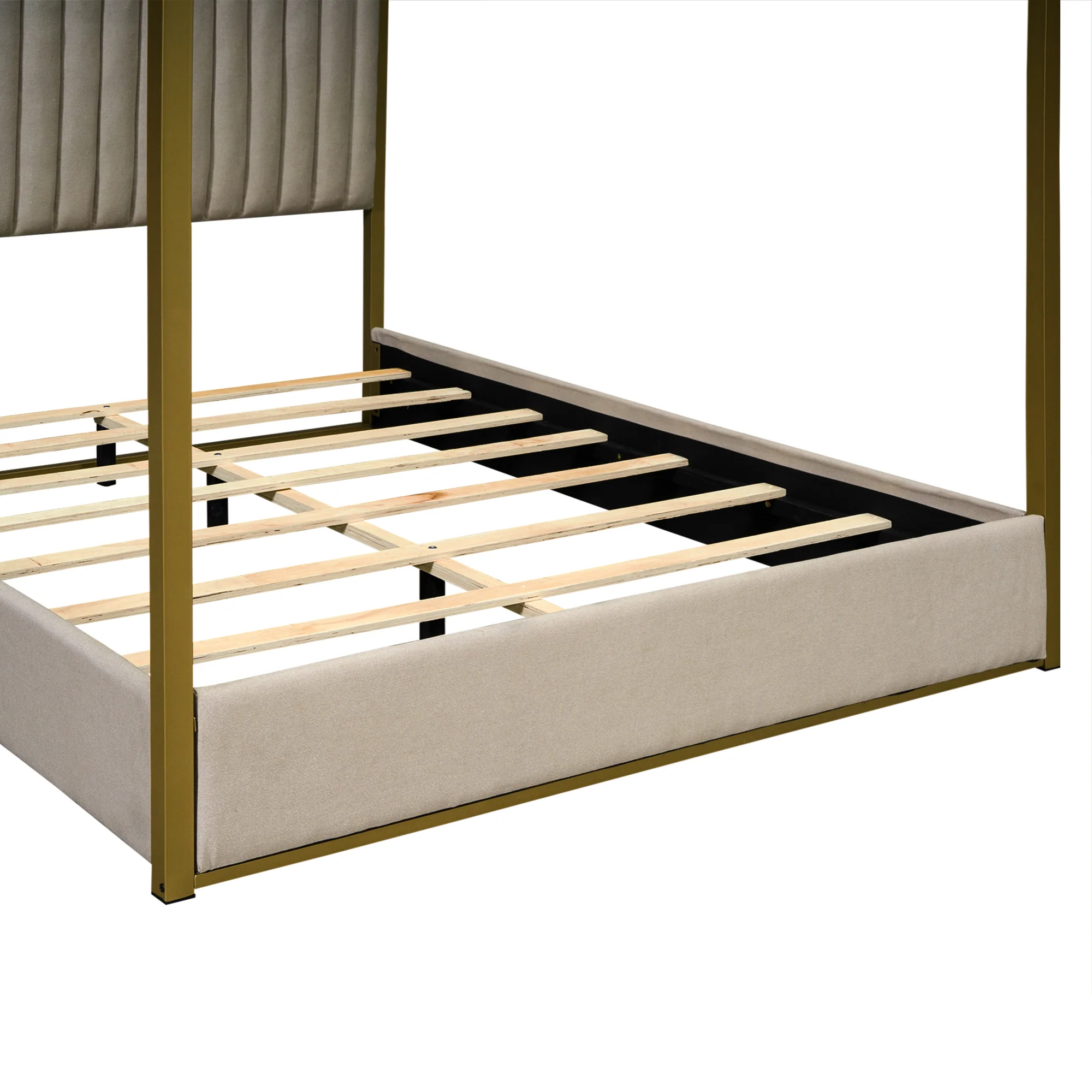 Walker Edison | Queen Size Upholstery Canopy Platform Bed - Image 13
