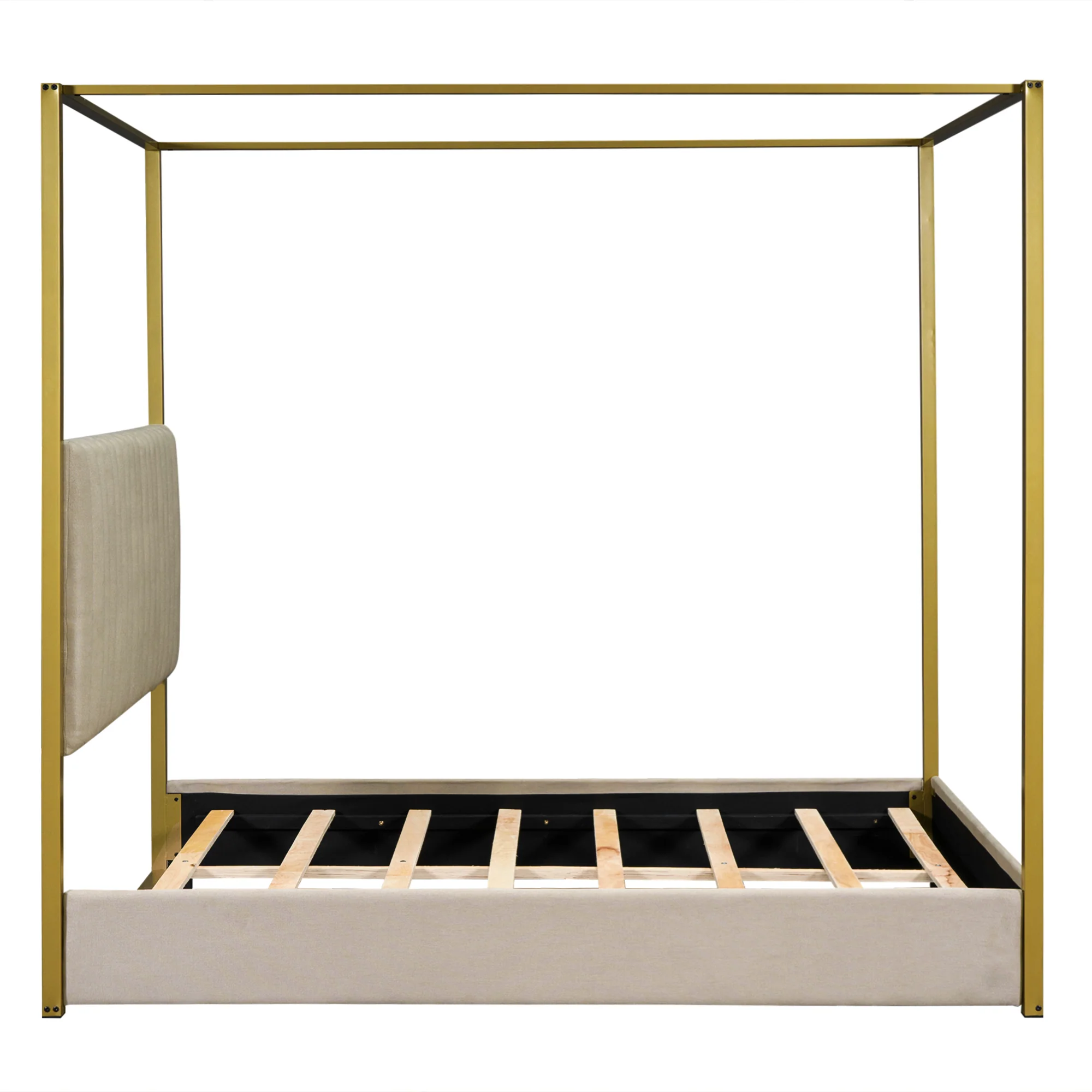 Walker Edison | Queen Size Upholstery Canopy Platform Bed - Image 14