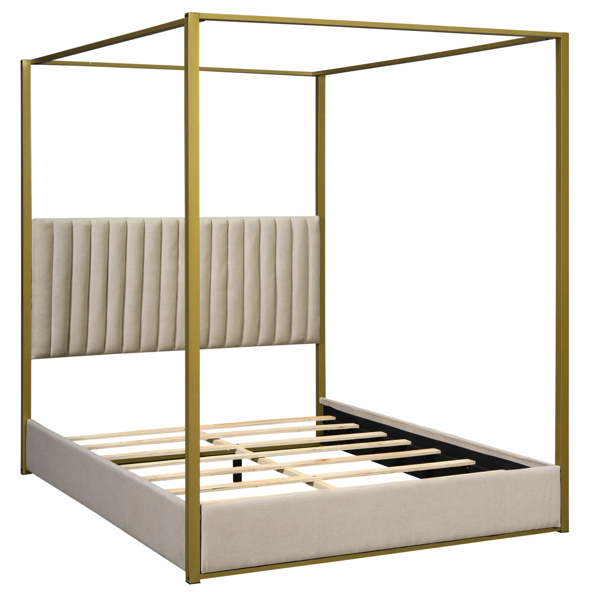 Walker Edison | Queen Size Upholstery Canopy Platform Bed - Image 15