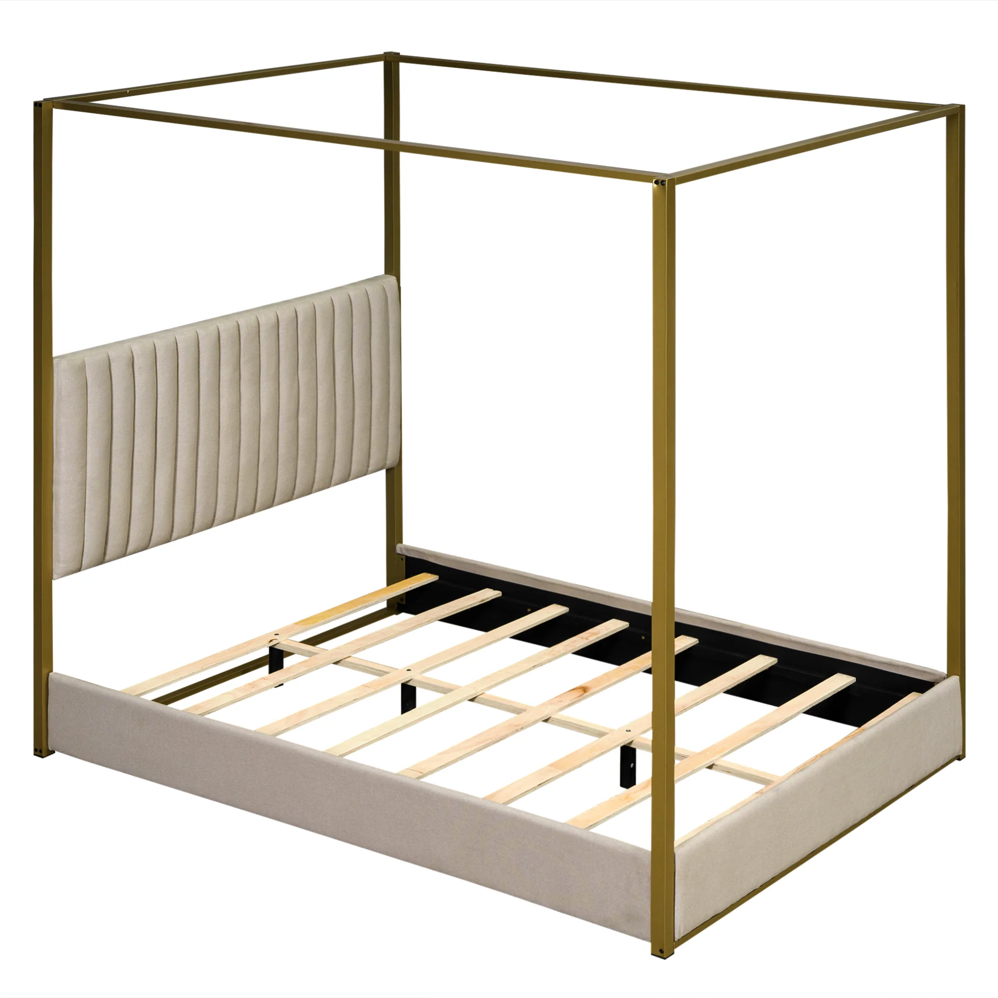 Walker Edison | Queen Size Upholstery Canopy Platform Bed - Image 7