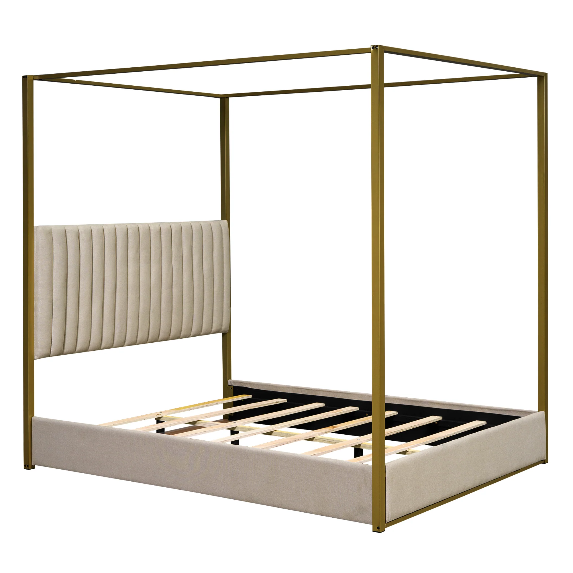 Walker Edison | Queen Size Upholstery Canopy Platform Bed - Image 8