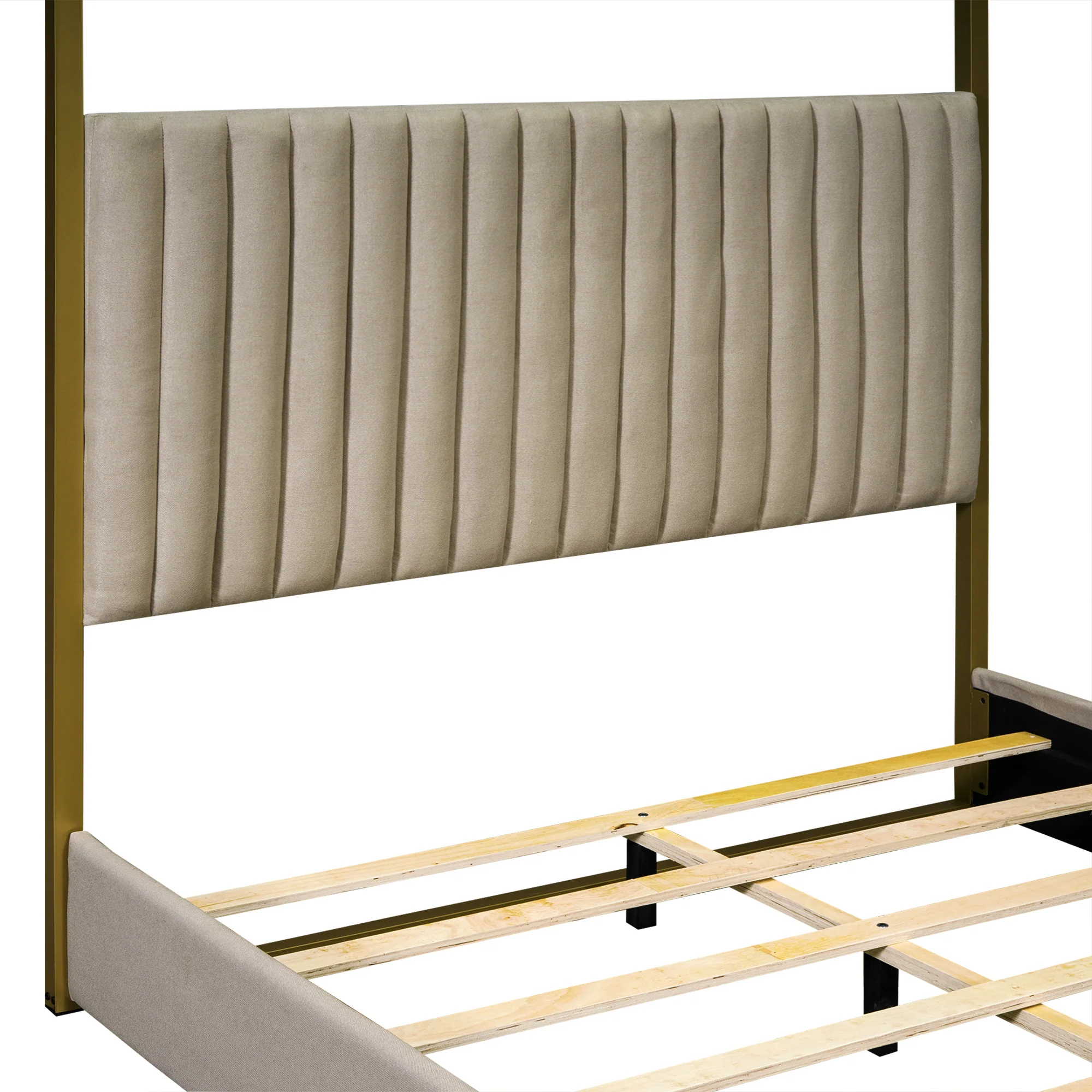 Walker Edison | Queen Size Upholstery Canopy Platform Bed - Image 9