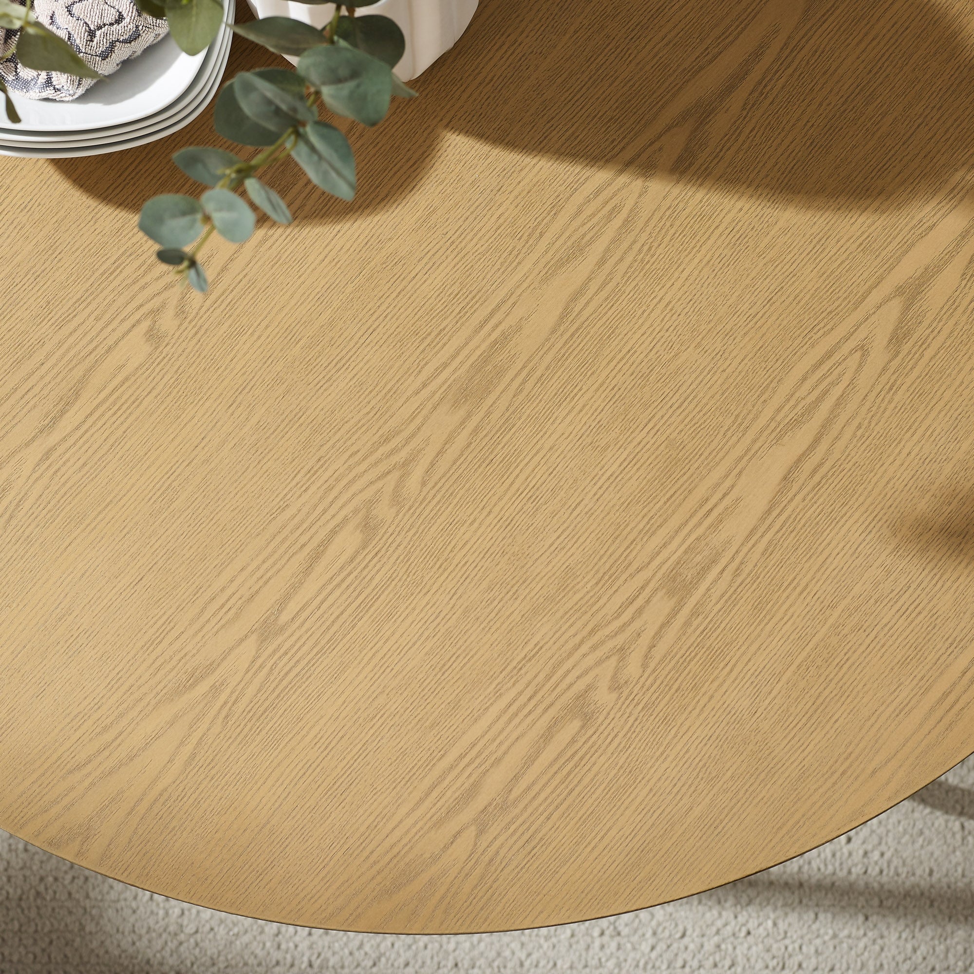 Alex 40" Modern Veneer and Metal Round Dining Table - Image 6