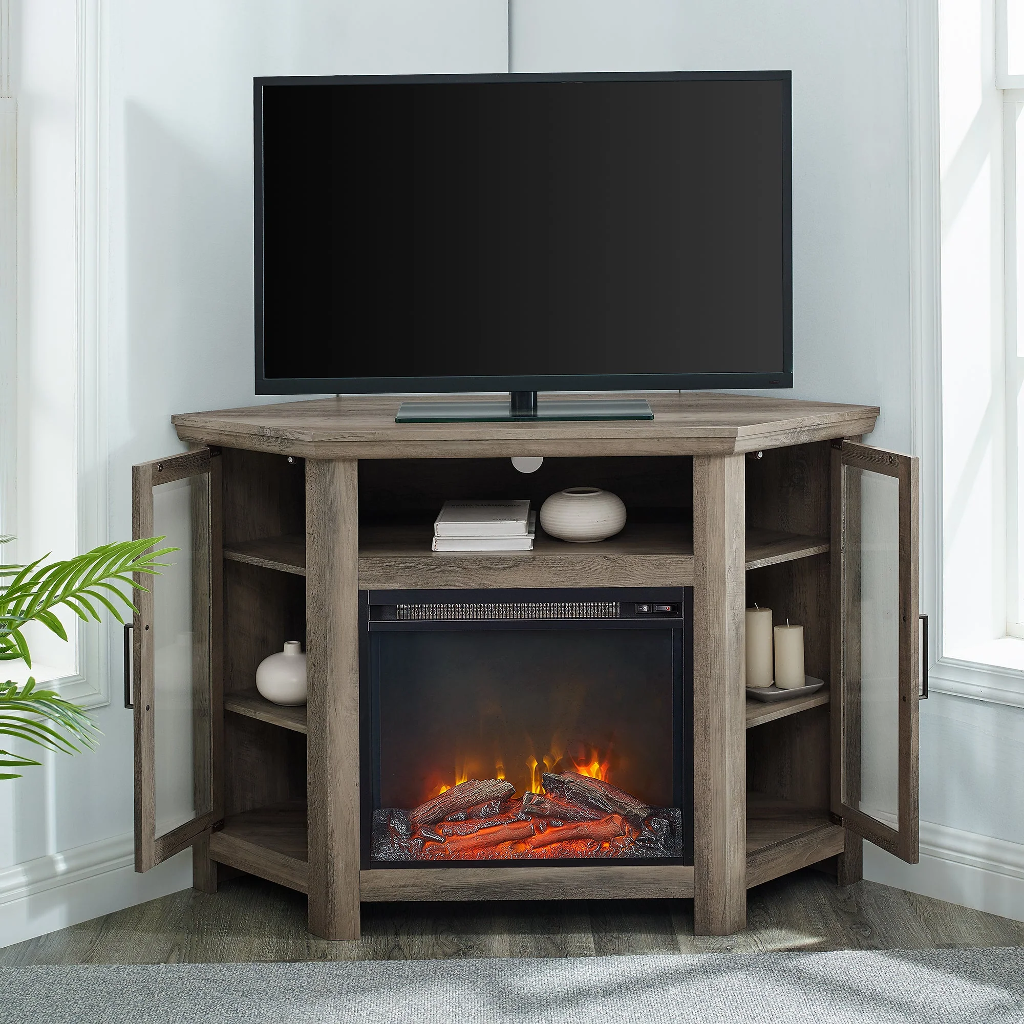 Barn 48" Wood Corner Fireplace TV Stand - Image 11