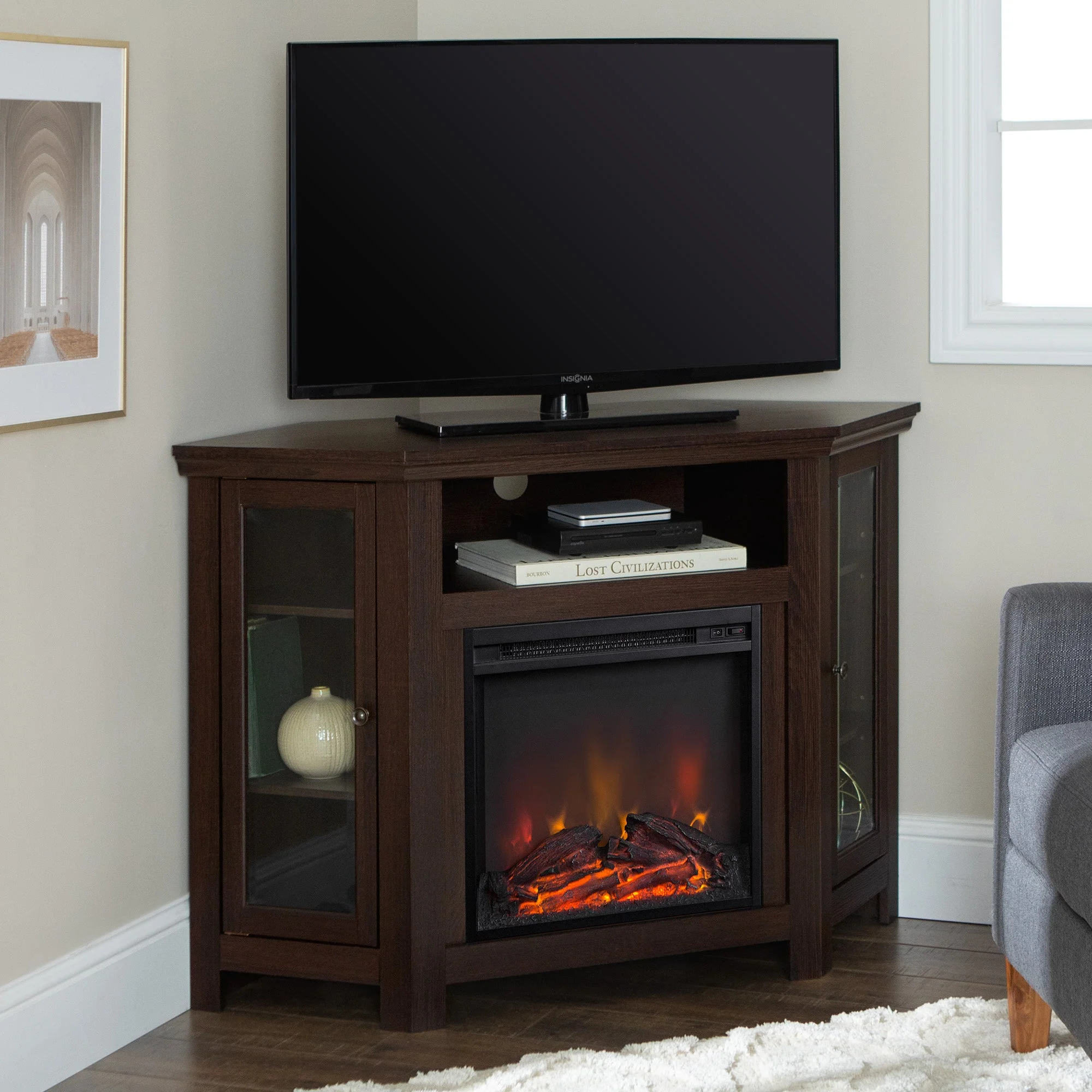 Barn 48" Wood Corner Fireplace TV Stand - Image 12