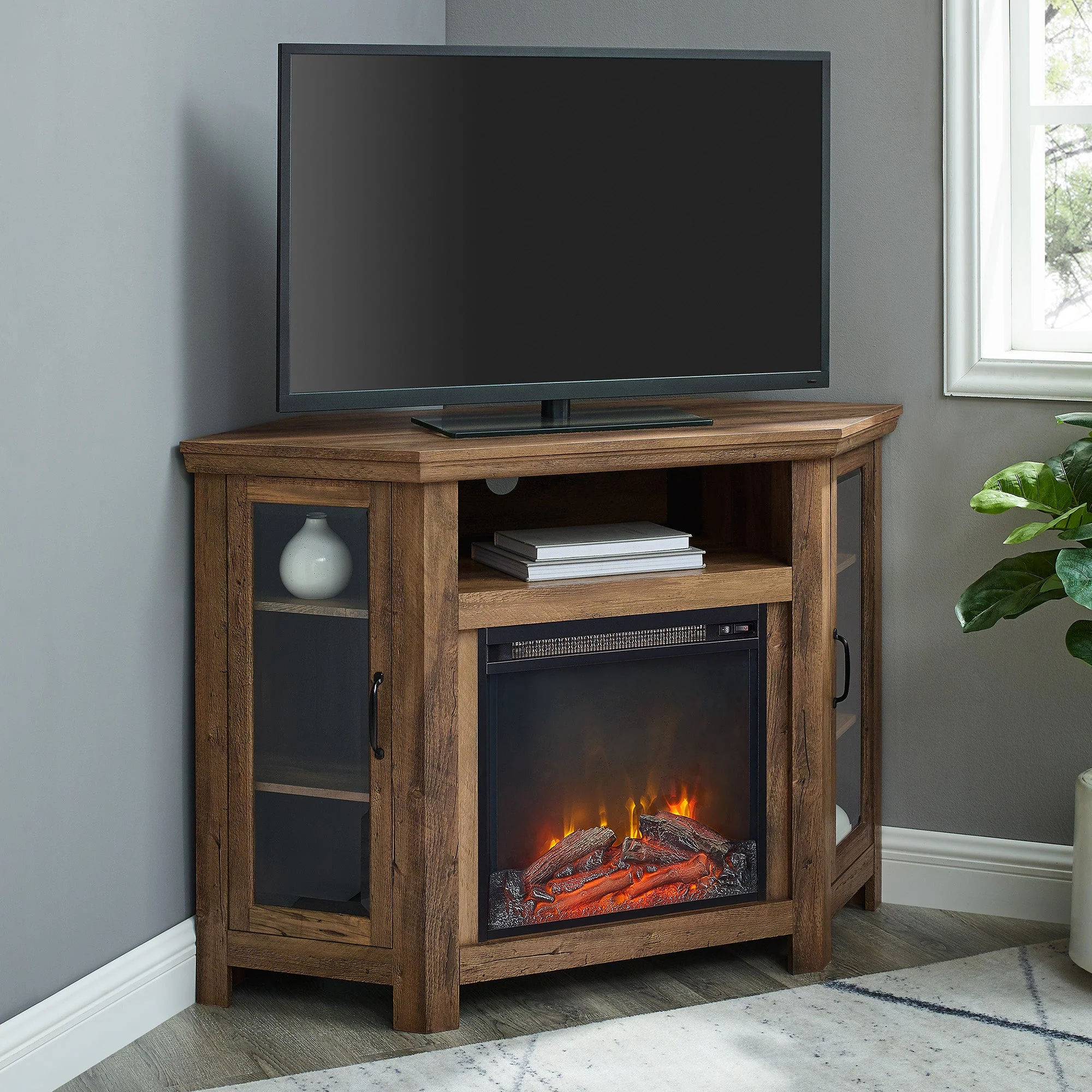 Barn 48" Wood Corner Fireplace TV Stand - Image 23
