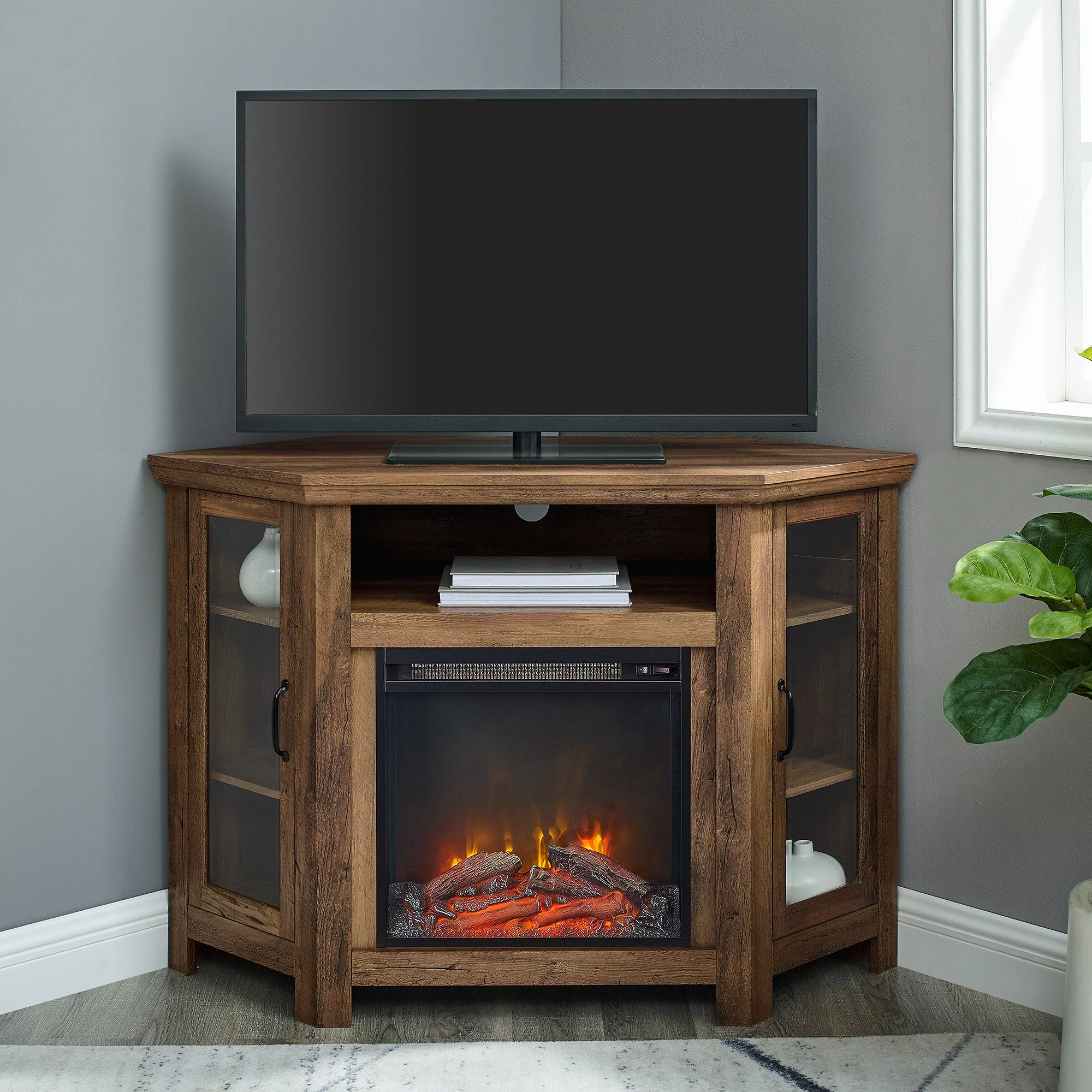 Barn 48" Wood Corner Fireplace TV Stand - Image 9