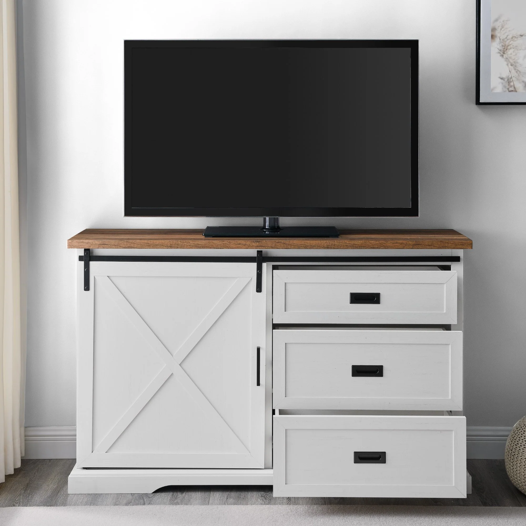 Sliding X Barn Door Buffet Sideboard & TV Stand - Image 5