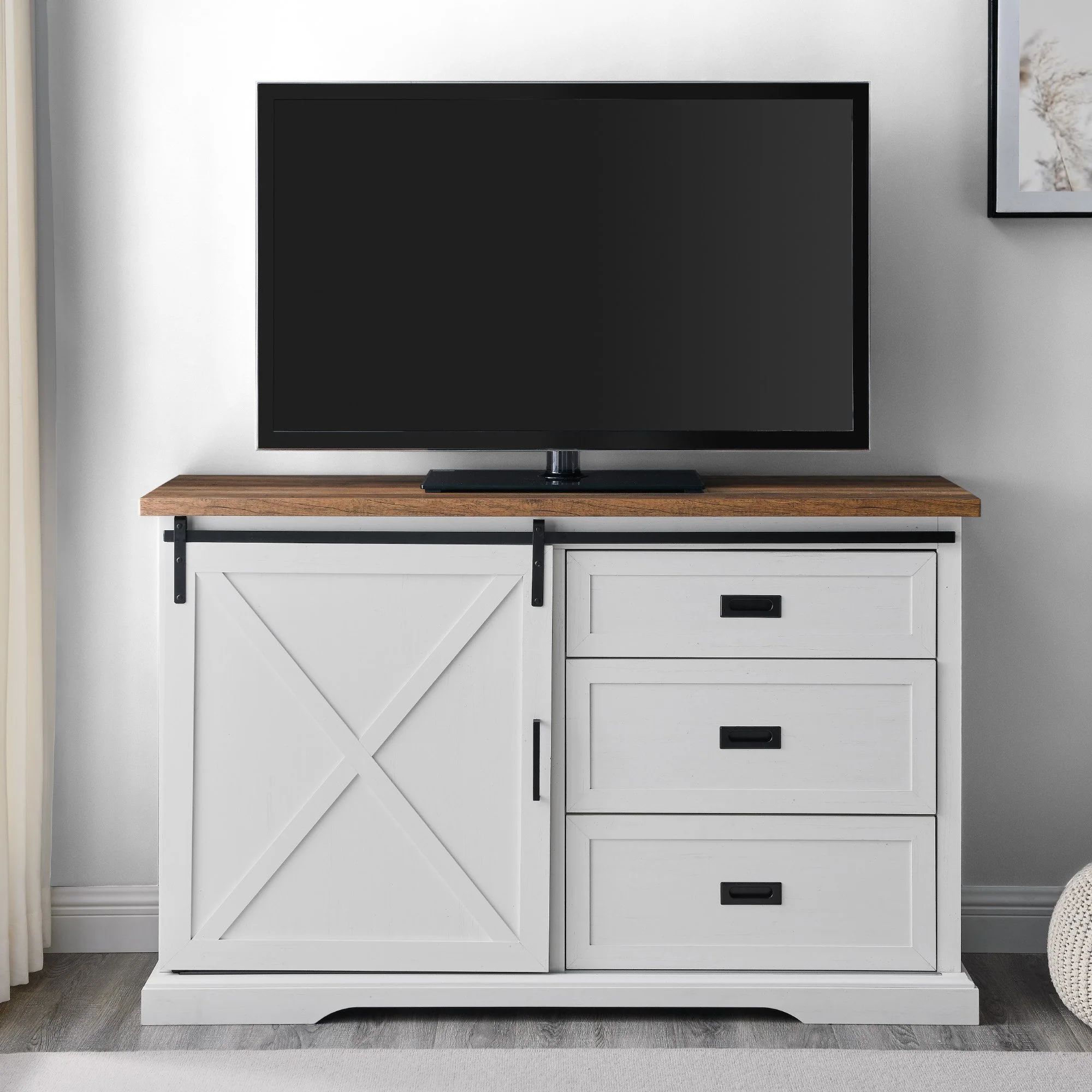 Sliding X Barn Door Buffet Sideboard & TV Stand - Image 7