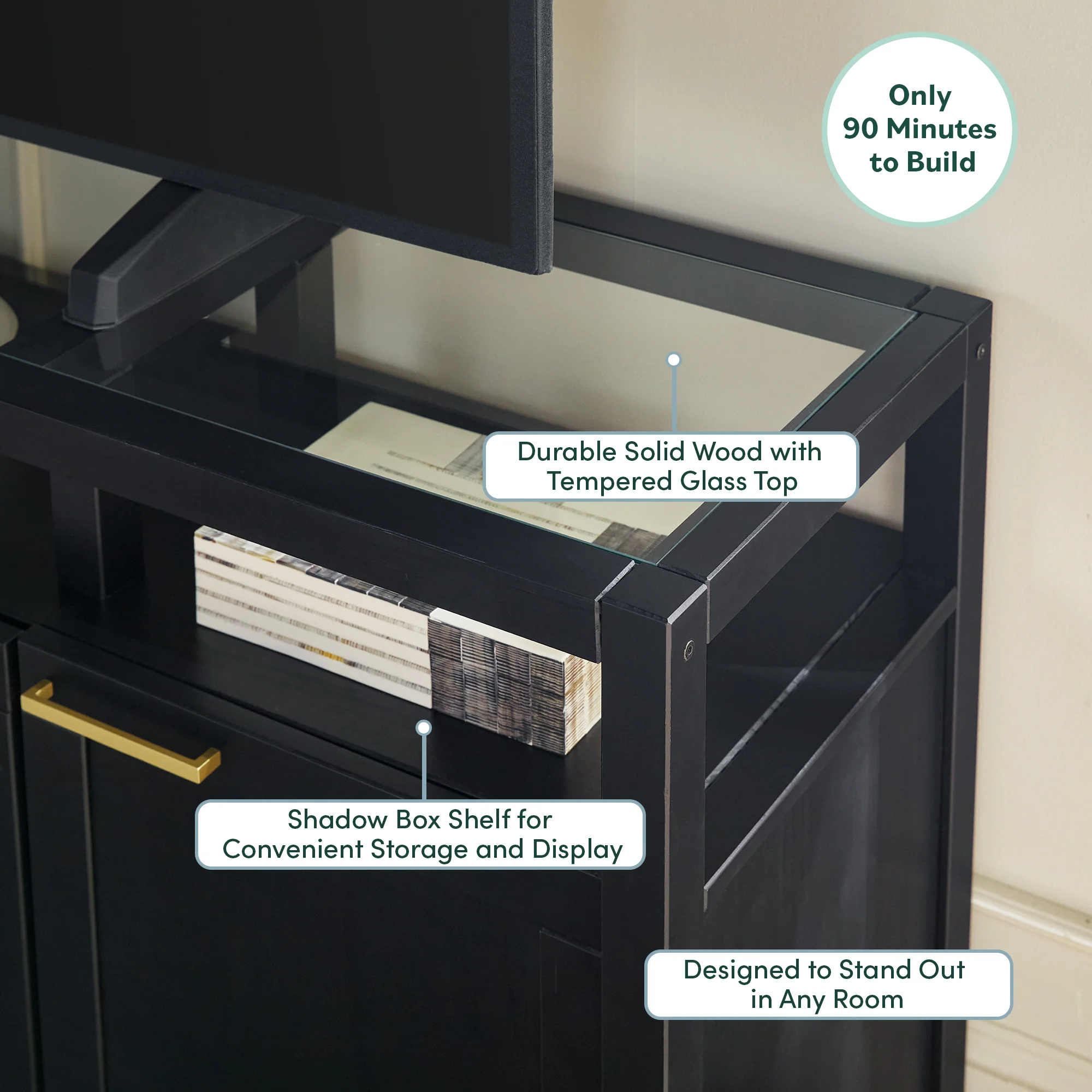 Isla Modern TV Stand with Glass Top - Image 13