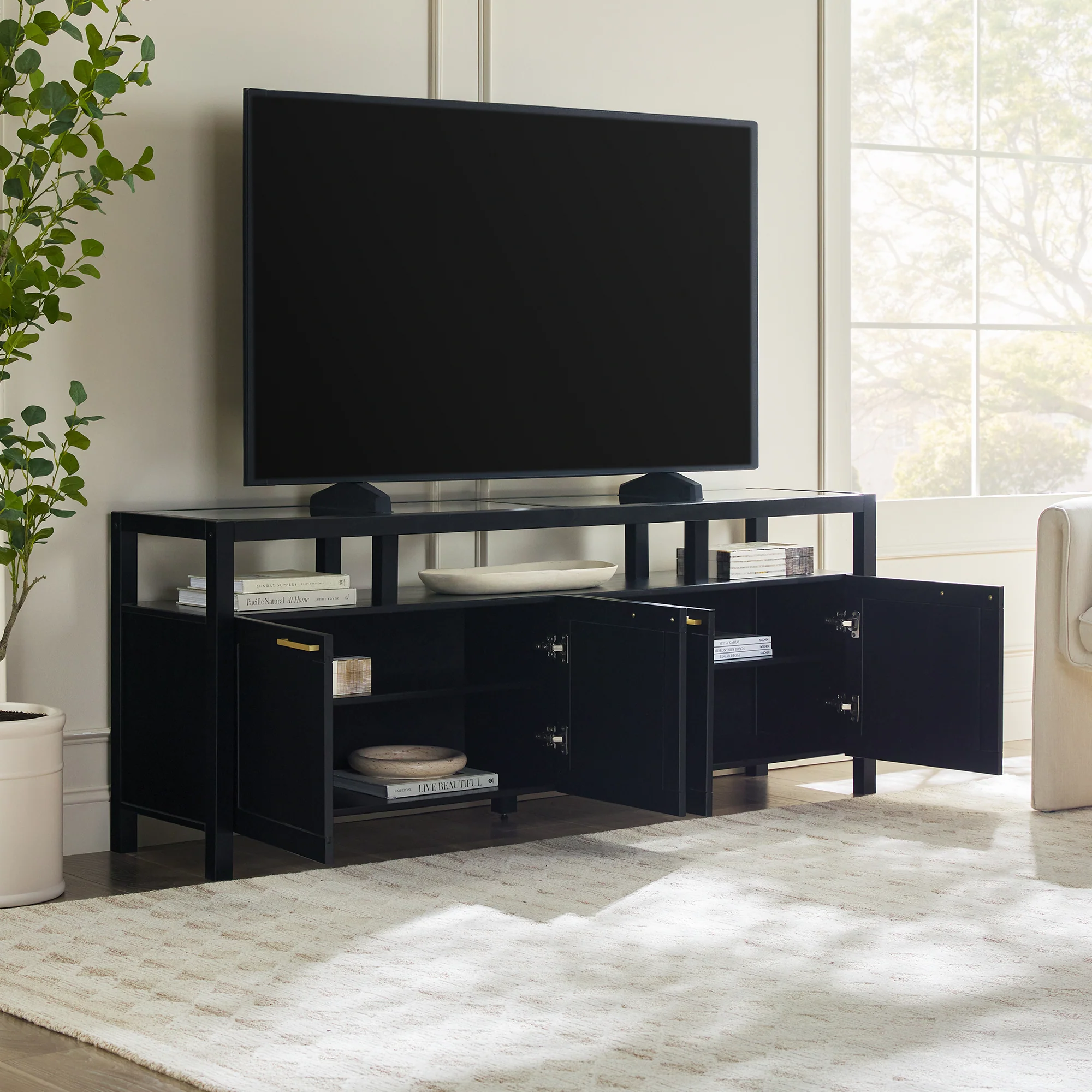 Isla Modern TV Stand with Glass Top - Image 23