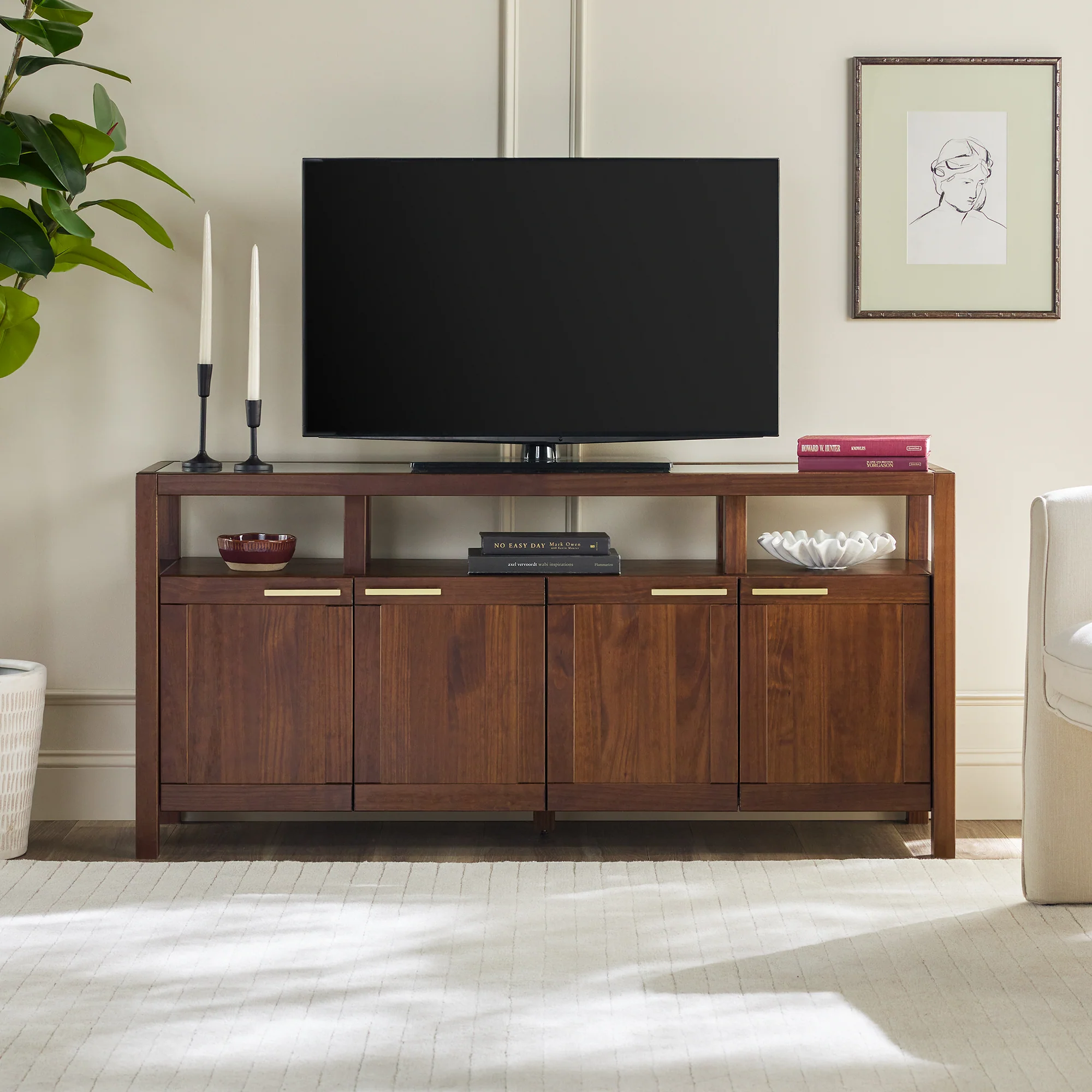 Isla Modern TV Stand with Glass Top - Image 3