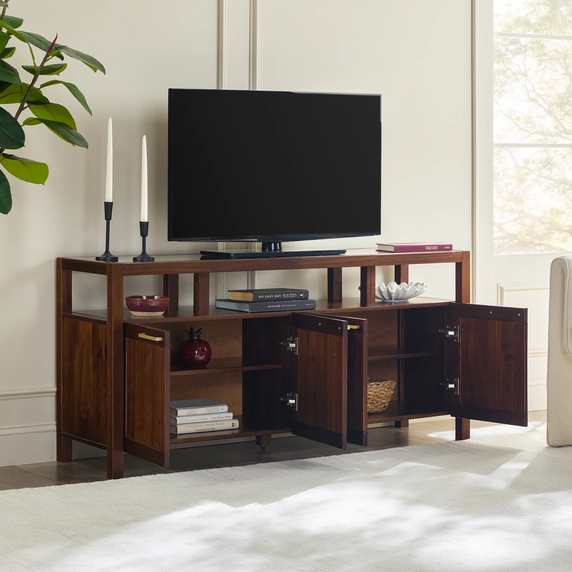 Isla Modern TV Stand with Glass Top - Image 7