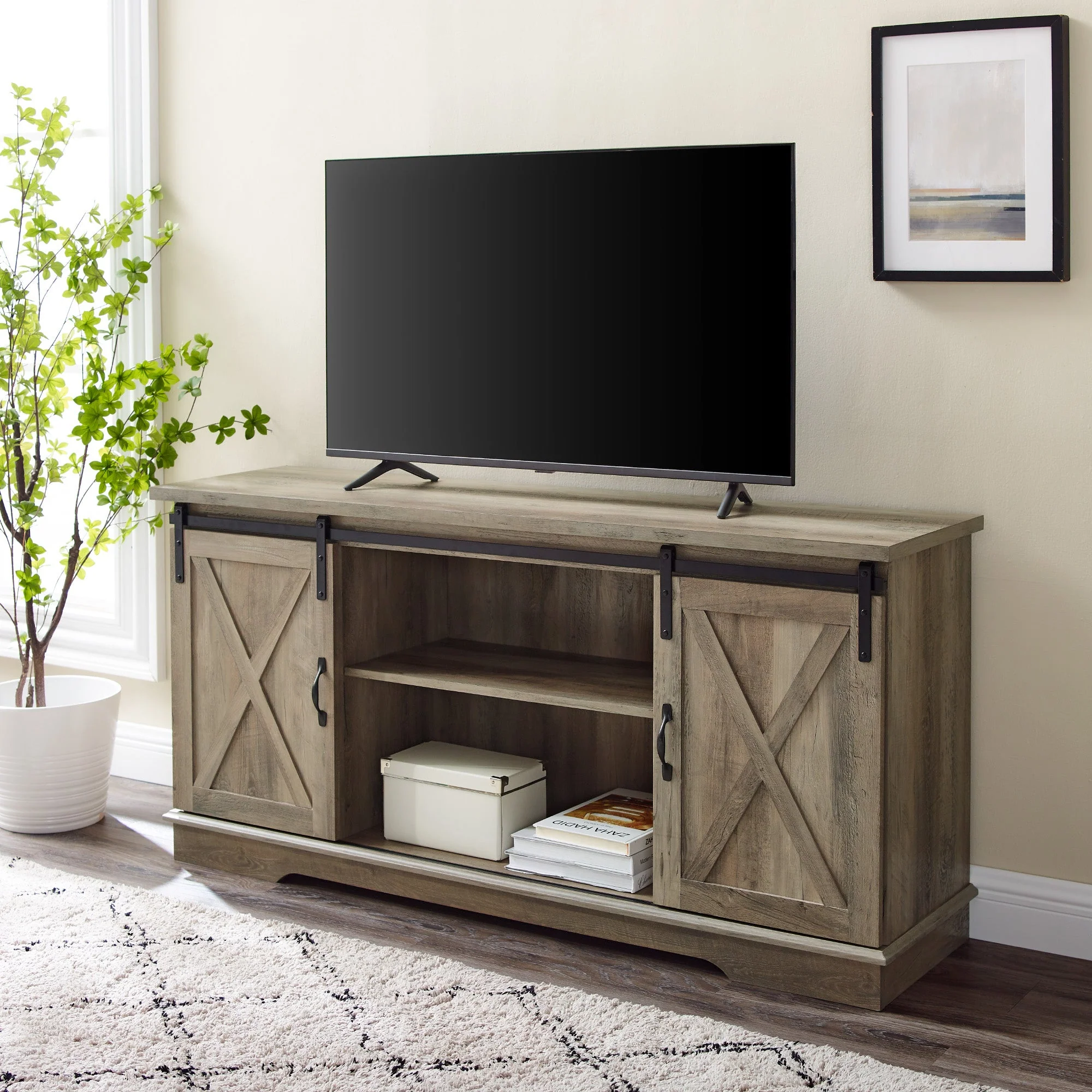 58" Sliding Barn Door TV Stand - Image 9