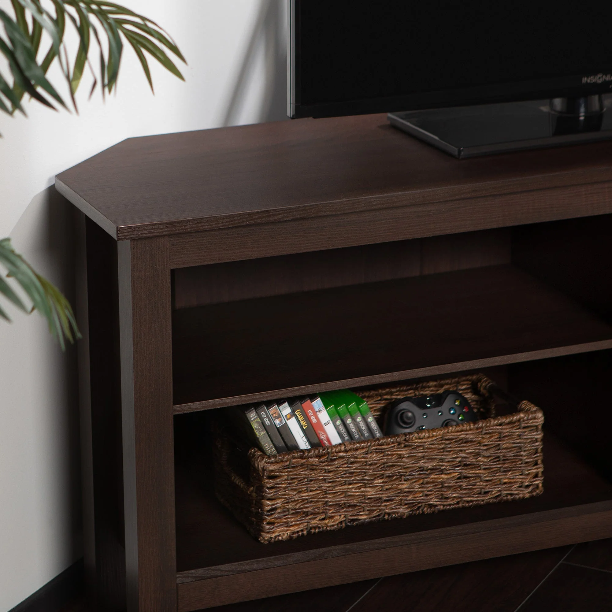 58" Transitional Wood Corner TV Stand - Image 10