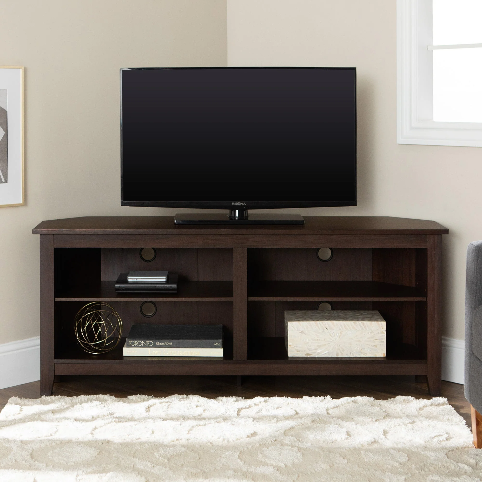 58" Transitional Wood Corner TV Stand - Image 8