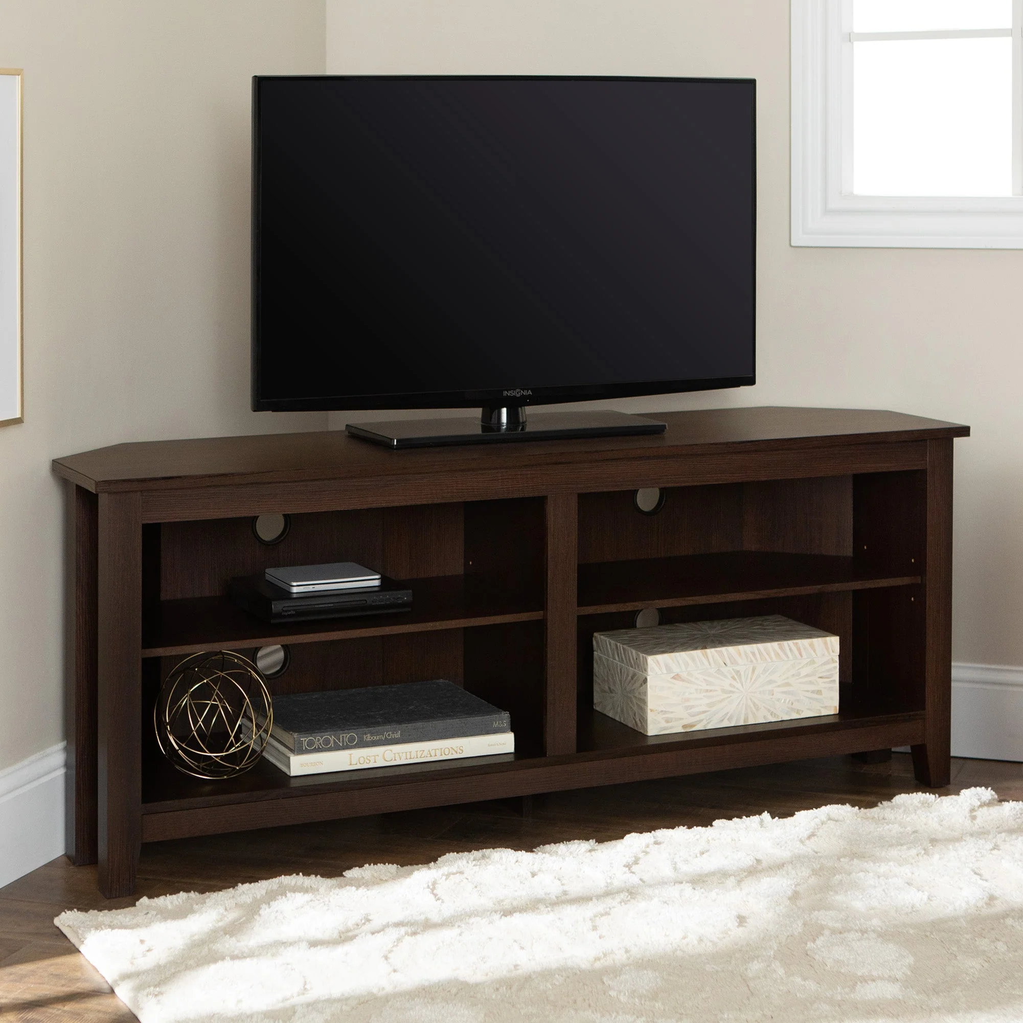 58" Transitional Wood Corner TV Stand - Image 9