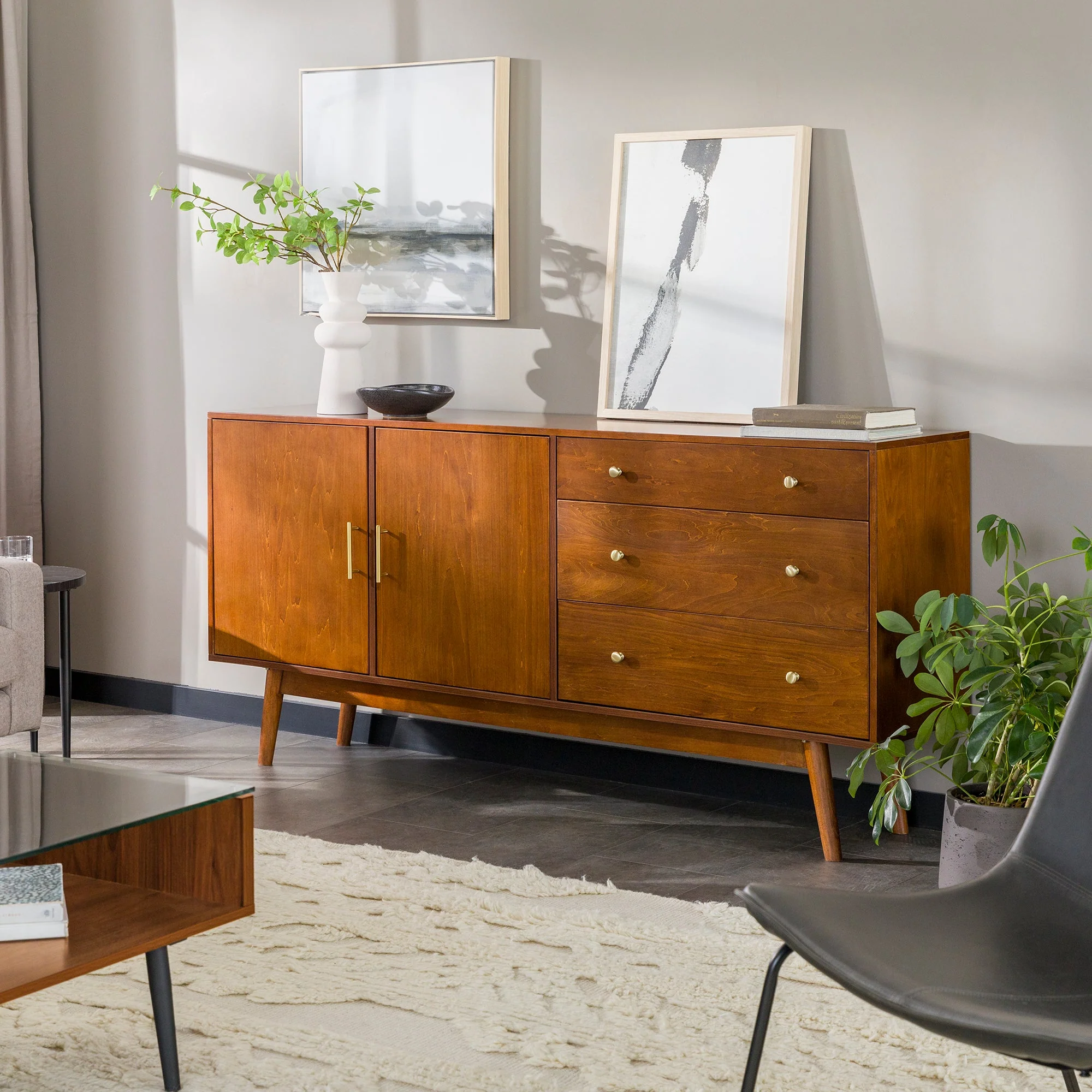 Mid-Century 70" Modern Console Buffet Sideboard - Image 10