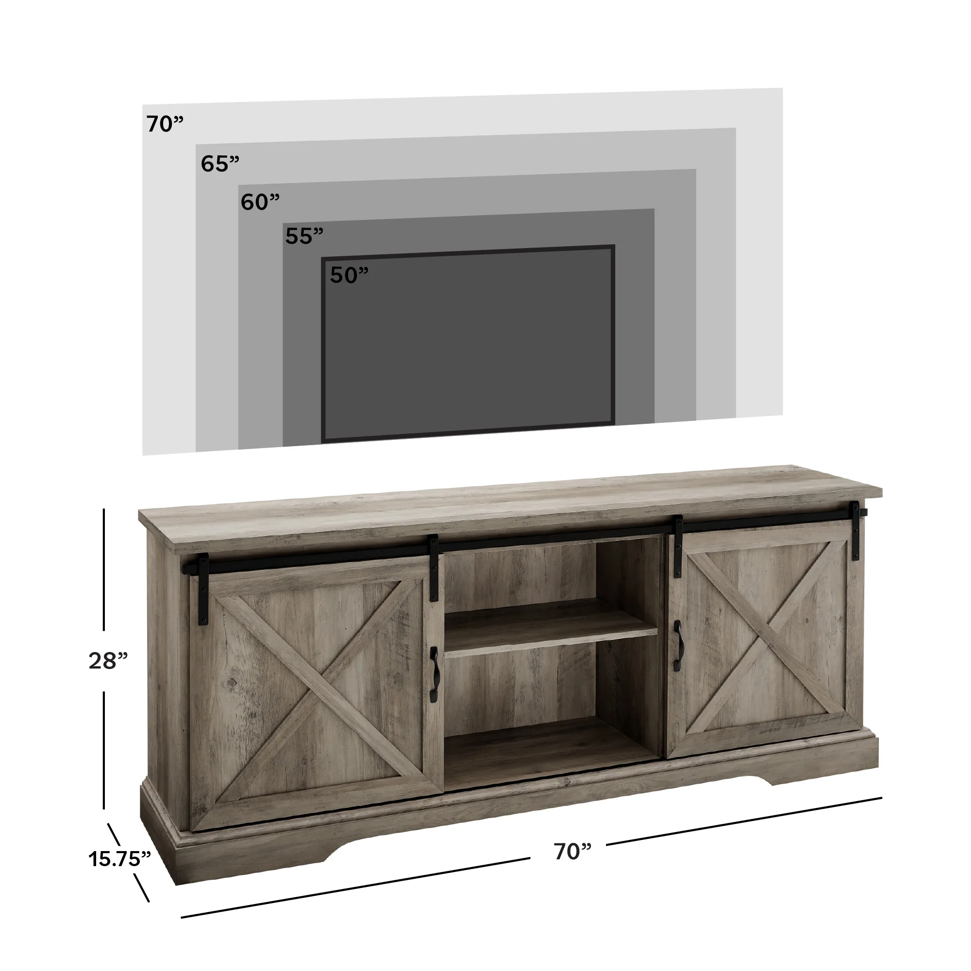 70" Sliding Barn Door TV Console - Image 6