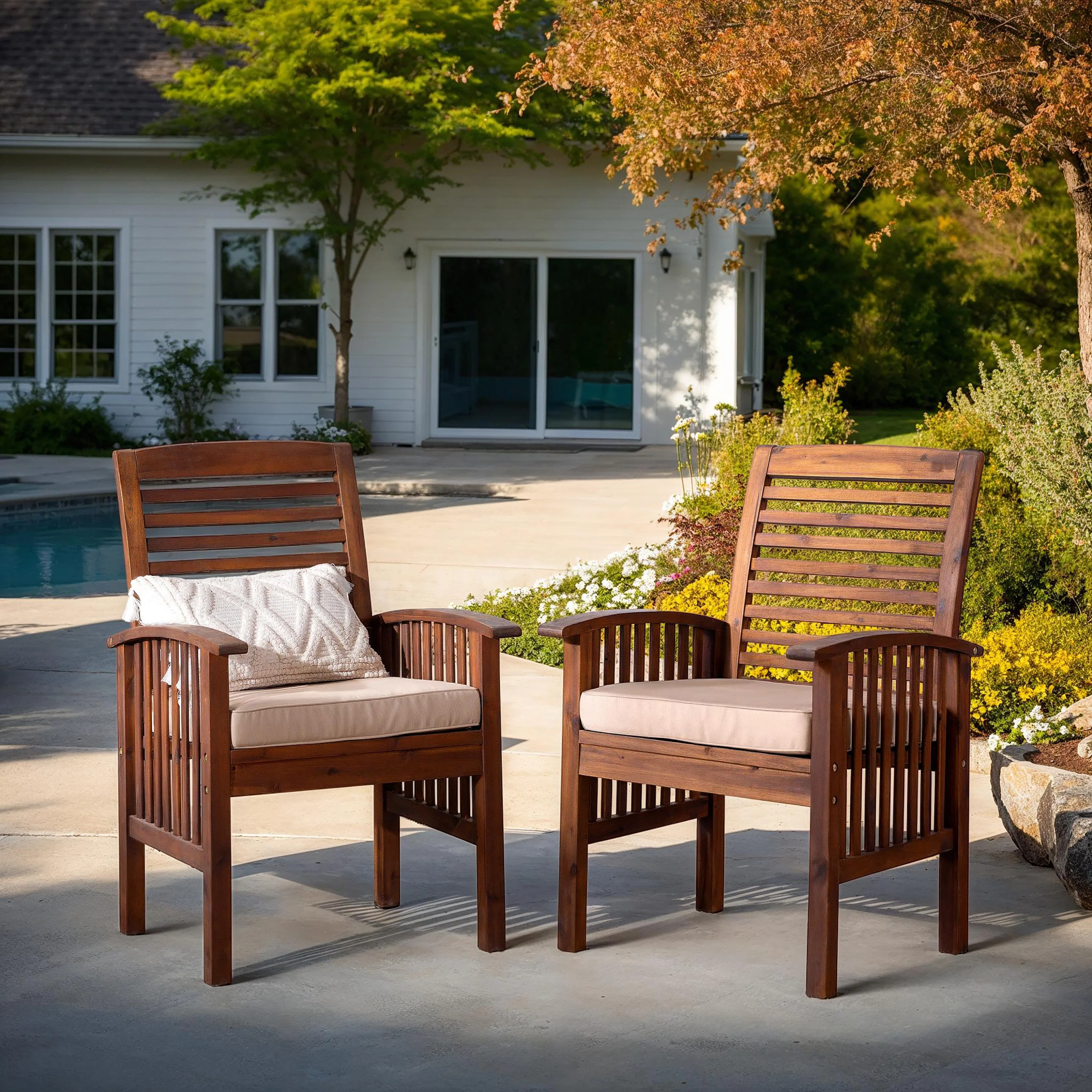 Midland Outdoor Patio Chairs with Cushions, Set of 2 - Image 7