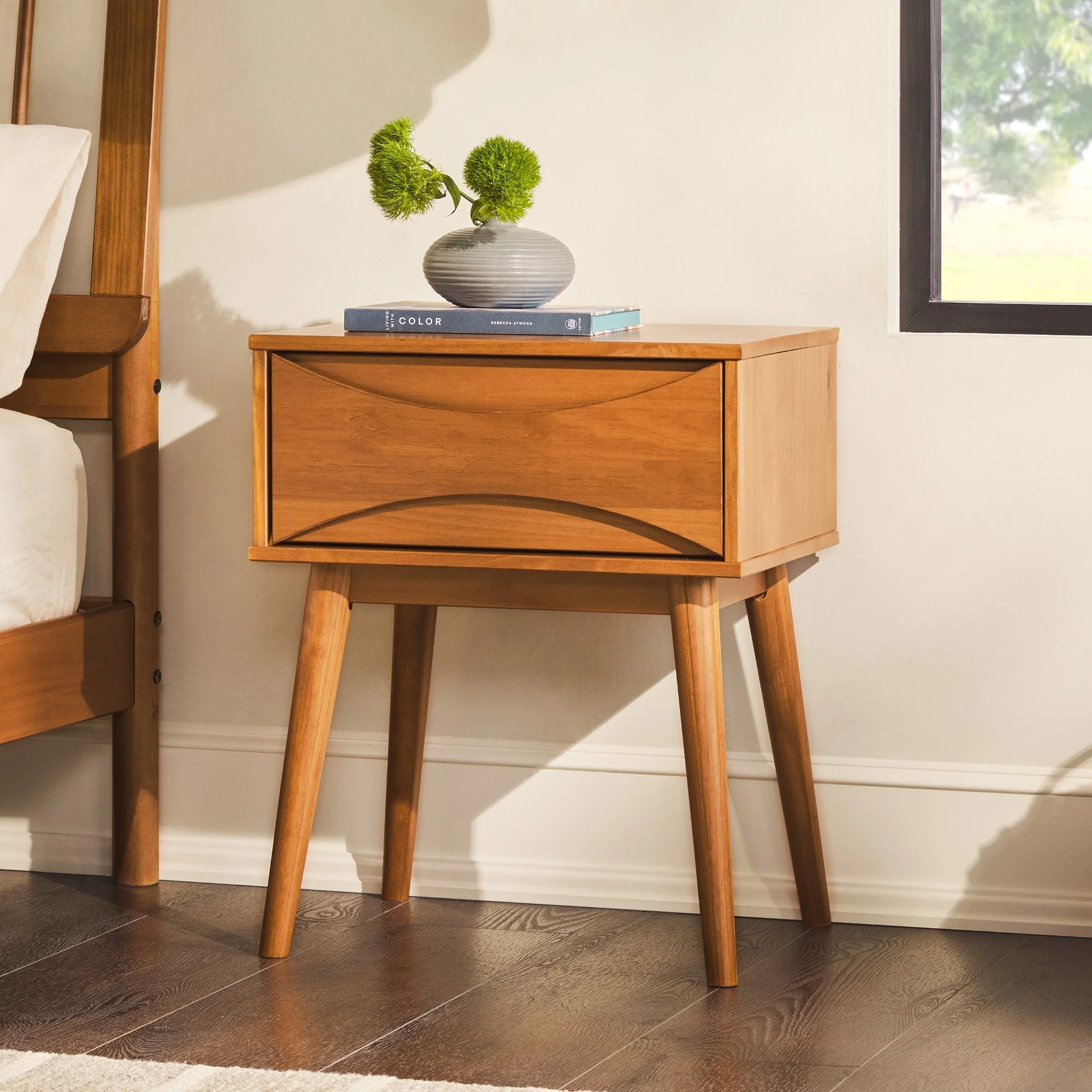 Atticus Solid Wood Mid-Century Modern Nightstand - Image 4