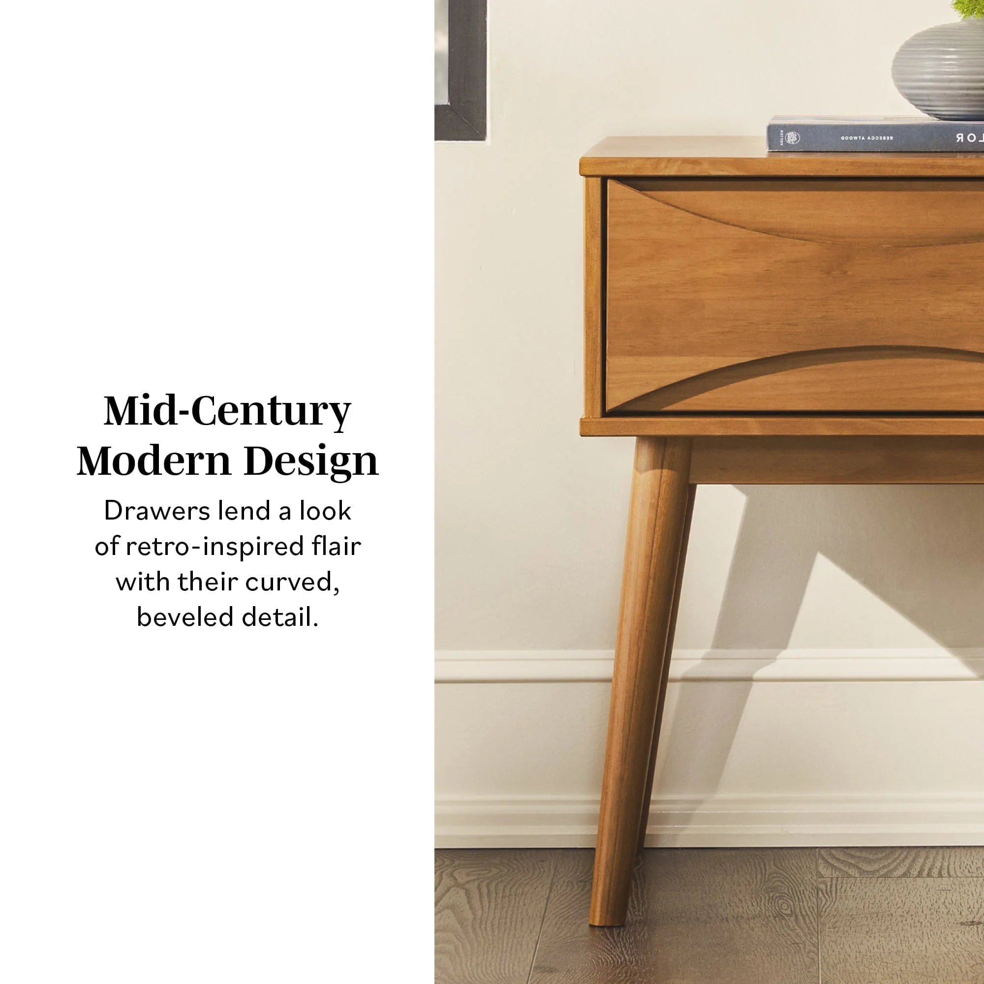 Atticus Solid Wood Mid-Century Modern Nightstand - Image 5