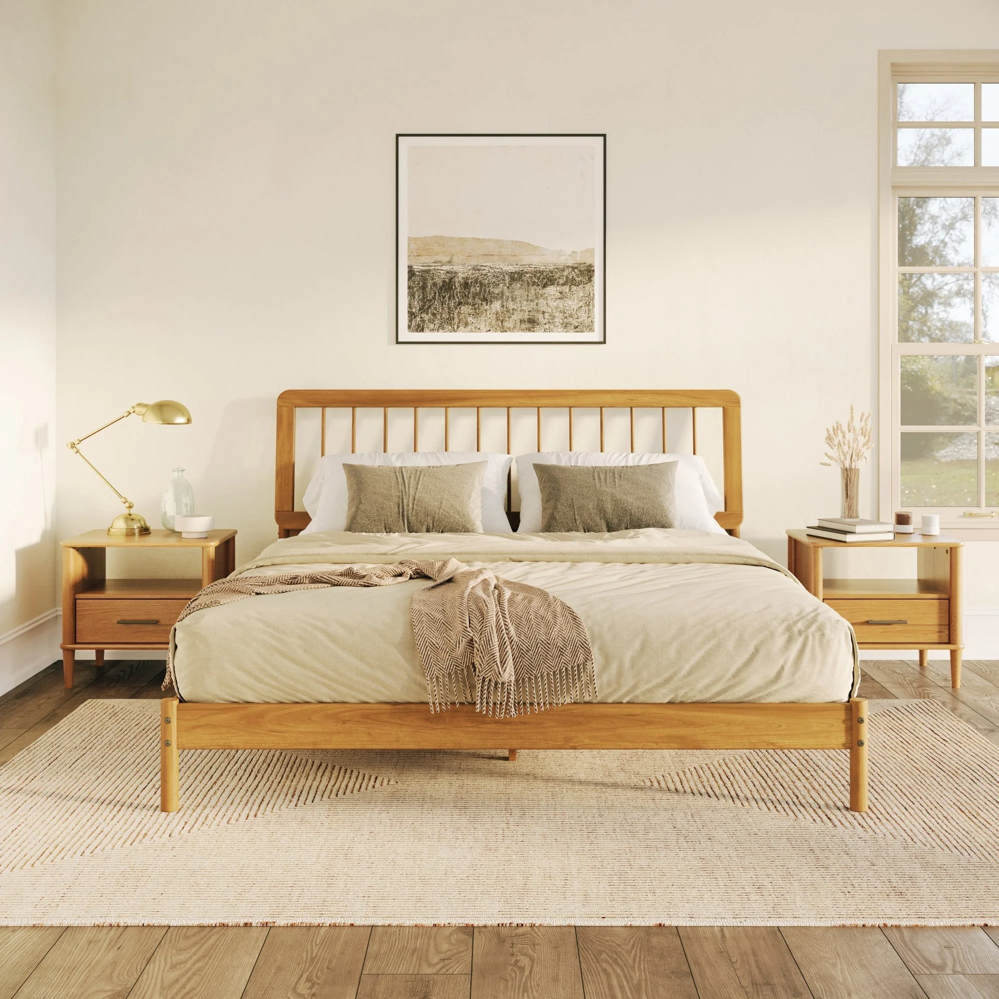 Cama Mid-Century Modern Solid Wood Spindle Bedframe - Image 20