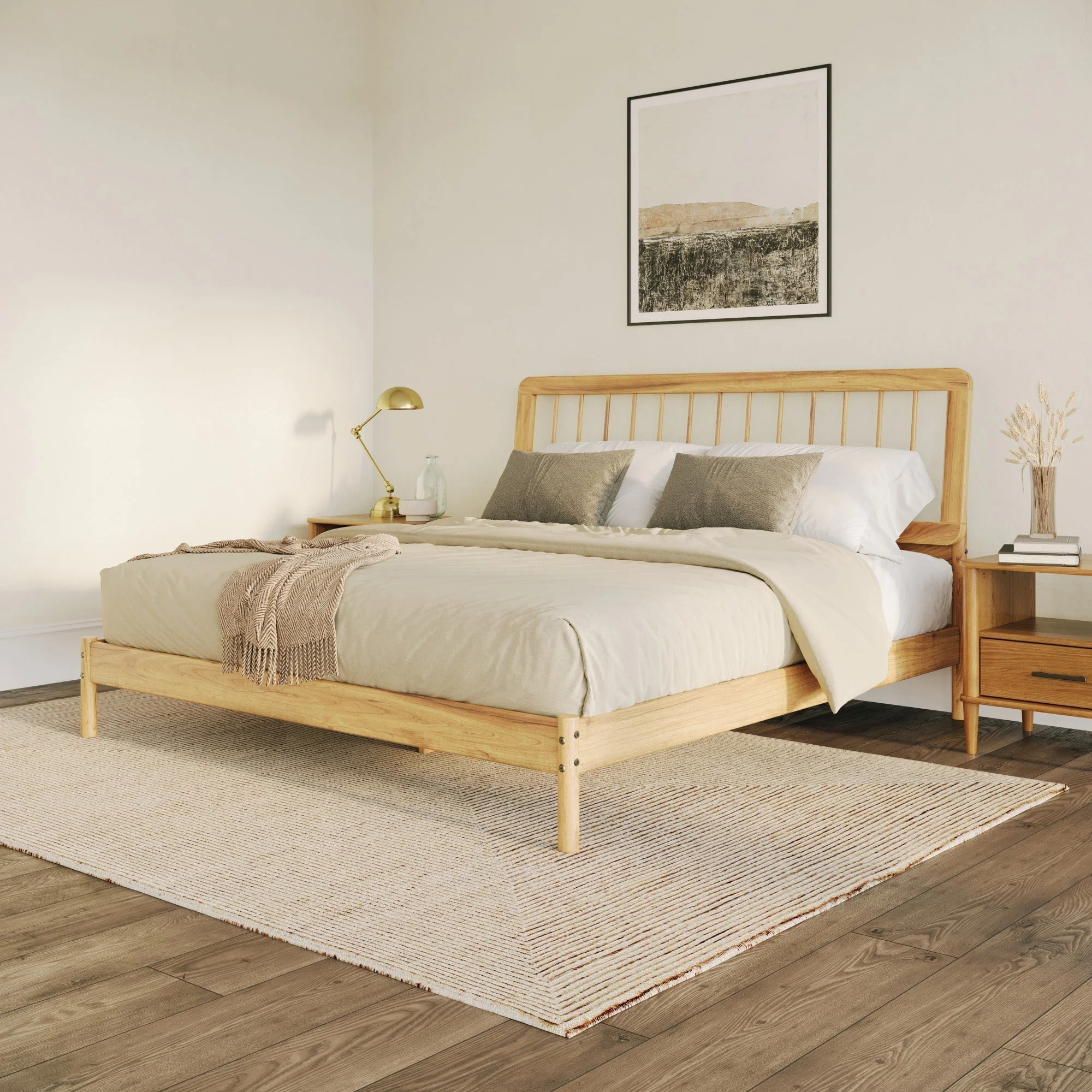 Cama Mid-Century Modern Solid Wood Spindle Bedframe - Image 26