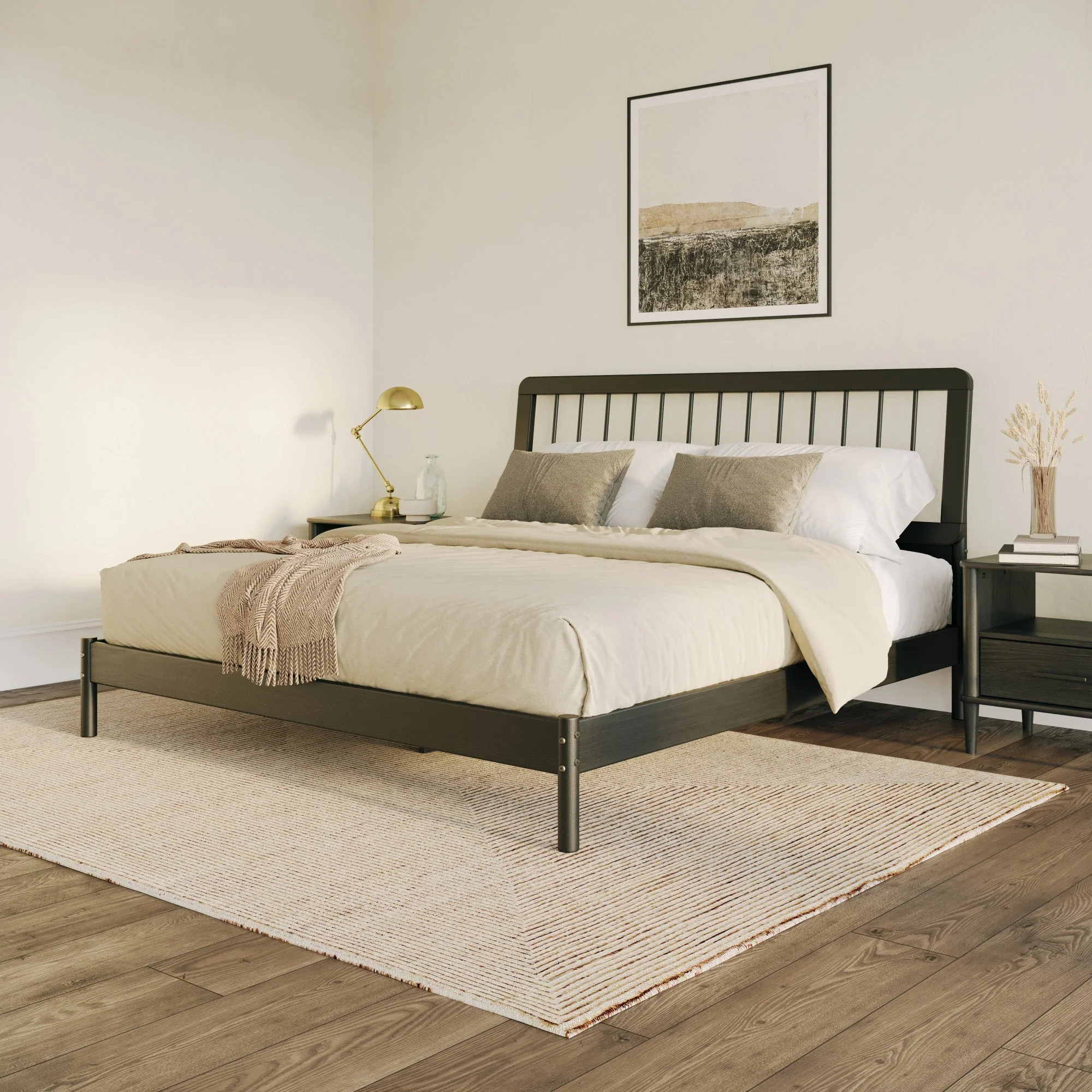 Cama Mid-Century Modern Solid Wood Spindle Bedframe - Image 28