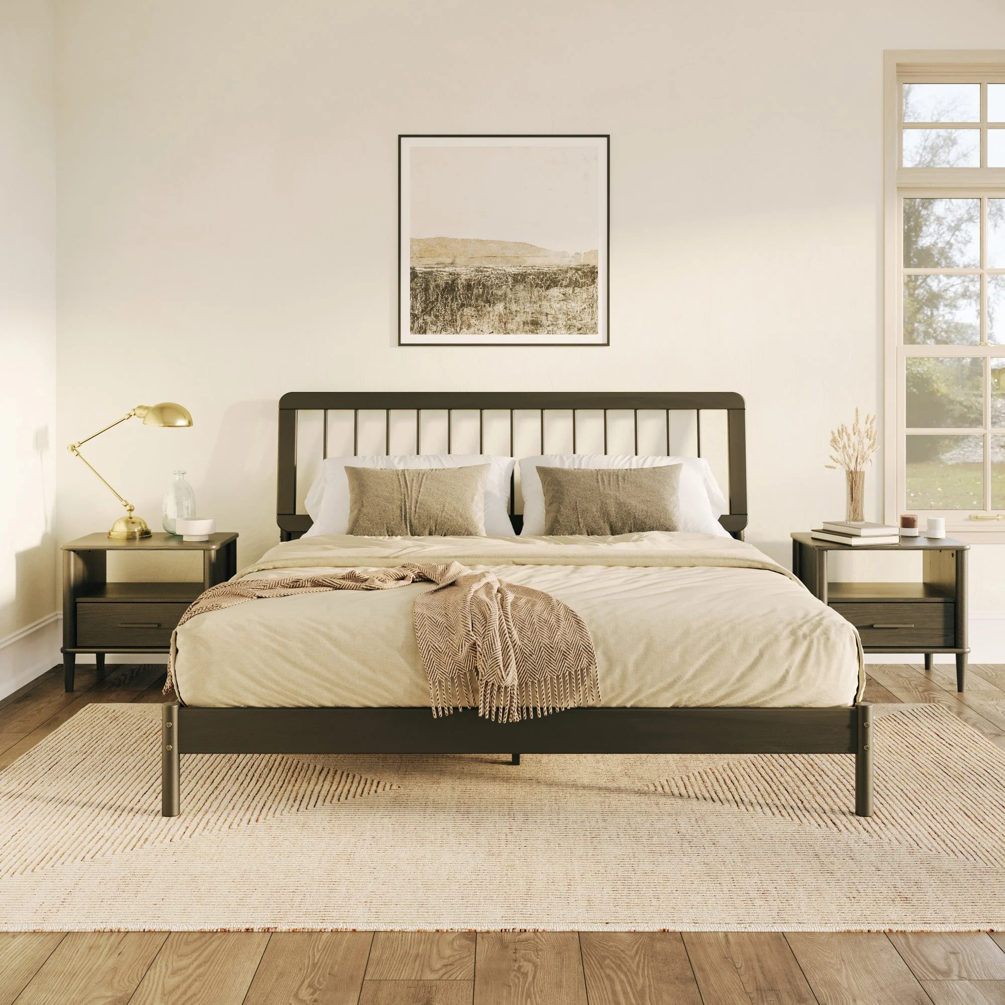 Cama Mid-Century Modern Solid Wood Spindle Bedframe - Image 32