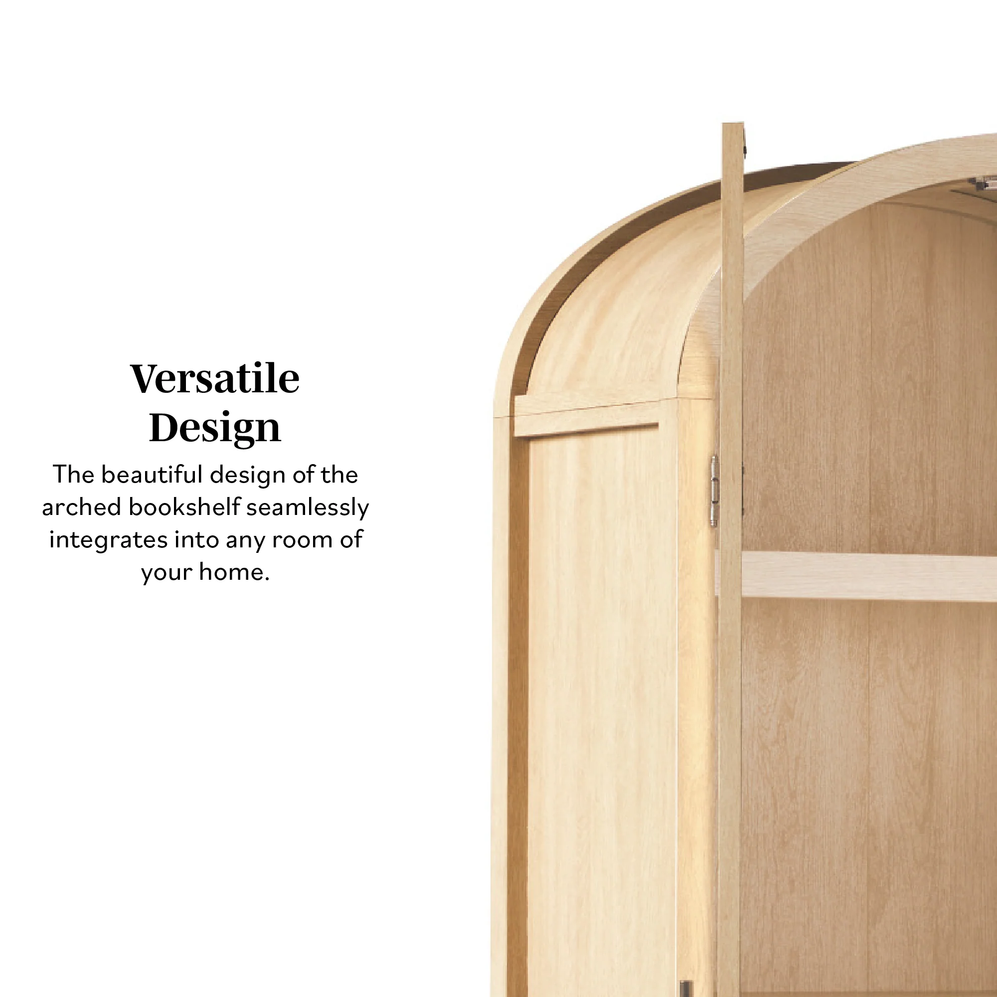 Chantelle Modern Arched Bookshelf with Glass Doors - Image 10