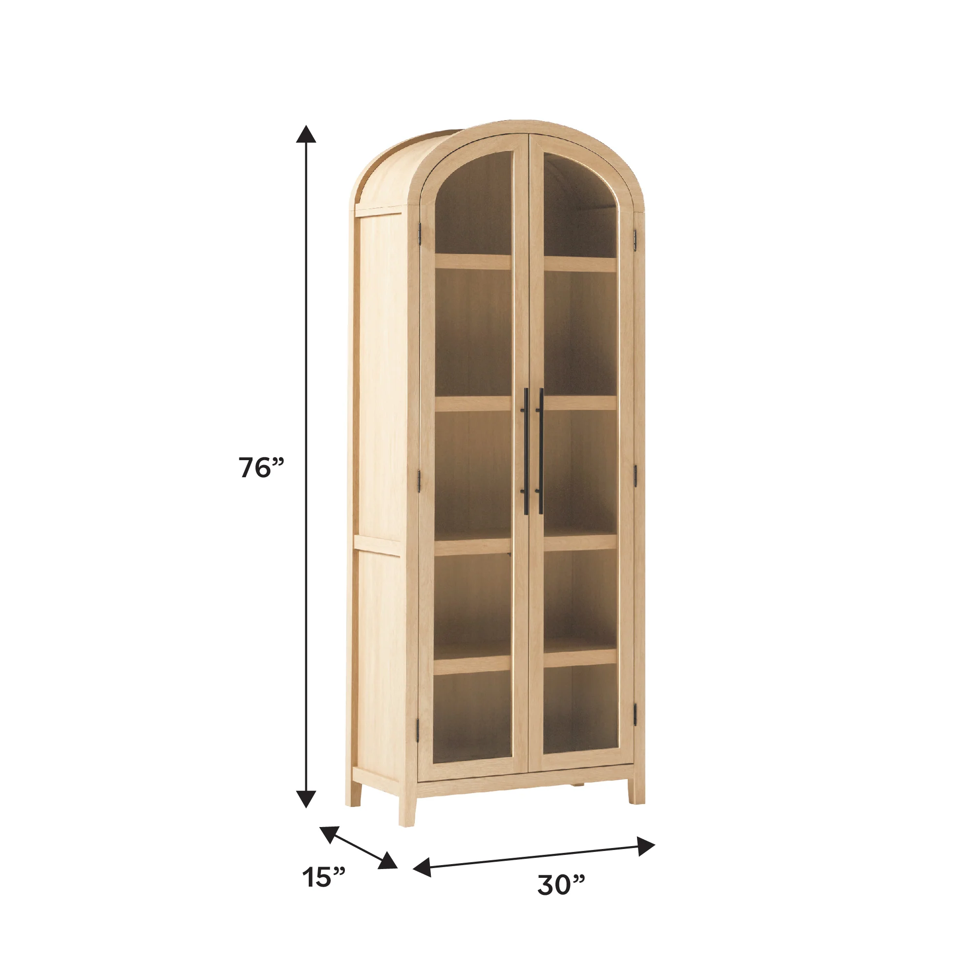 Chantelle Modern Arched Bookshelf with Glass Doors - Image 11