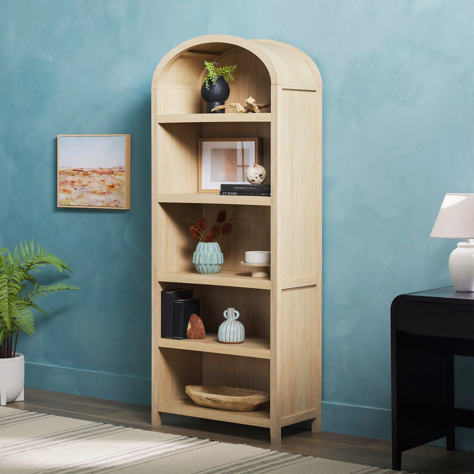 Chantelle Modern Arched Bookshelf with Open Shelves - Image 10