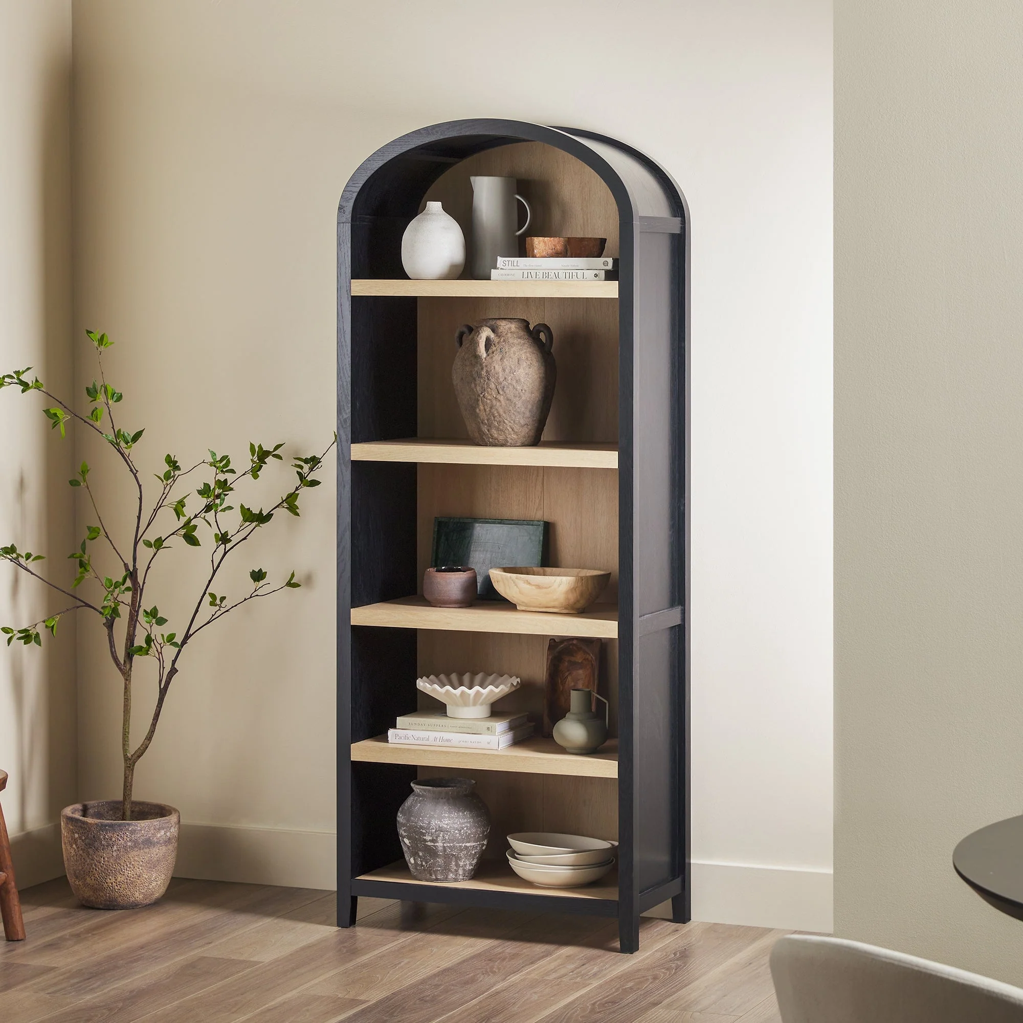 Chantelle Modern Arched Bookshelf with Open Shelves - Image 3