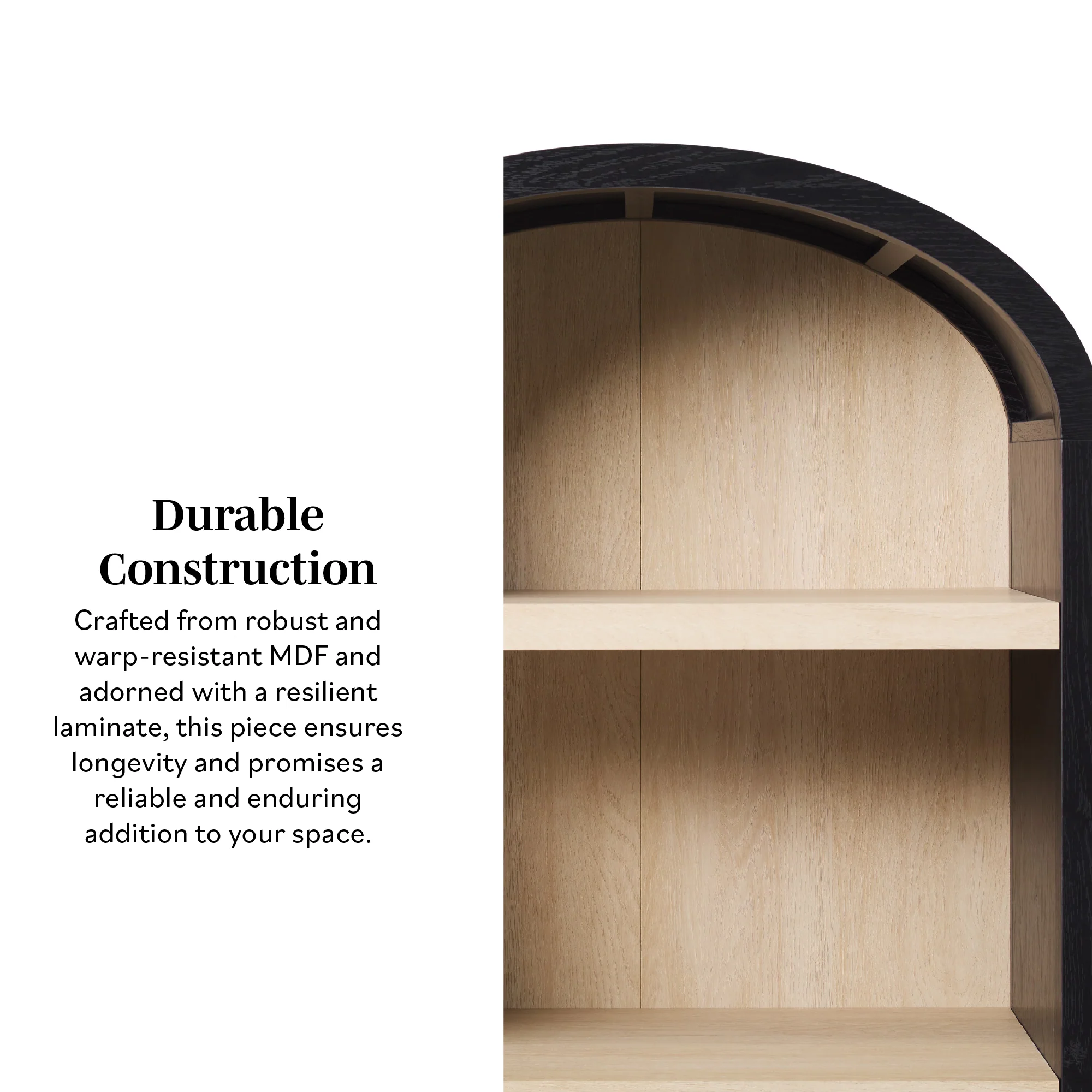 Chantelle Modern Arched Bookshelf with Open Shelves - Image 5