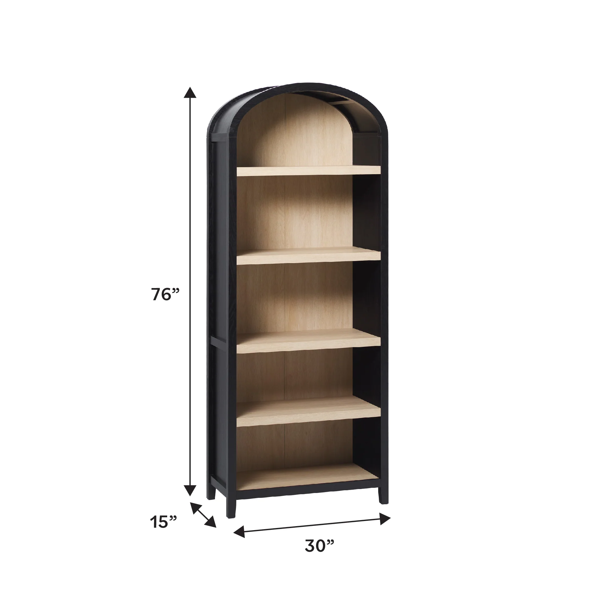 Chantelle Modern Arched Bookshelf with Open Shelves - Image 6