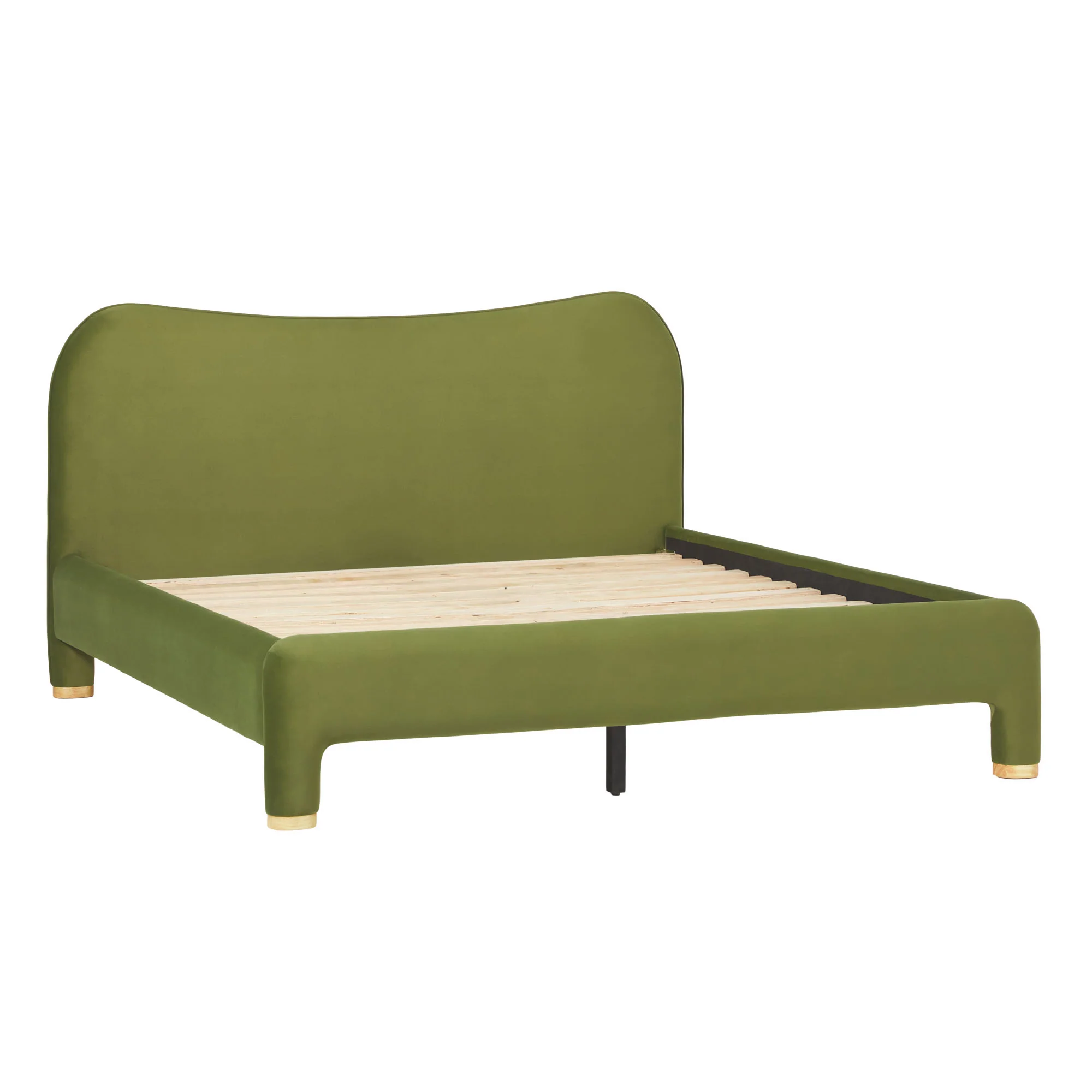 Chantelle Modern Curved Velvet Upholstered Bedframe - Image 10