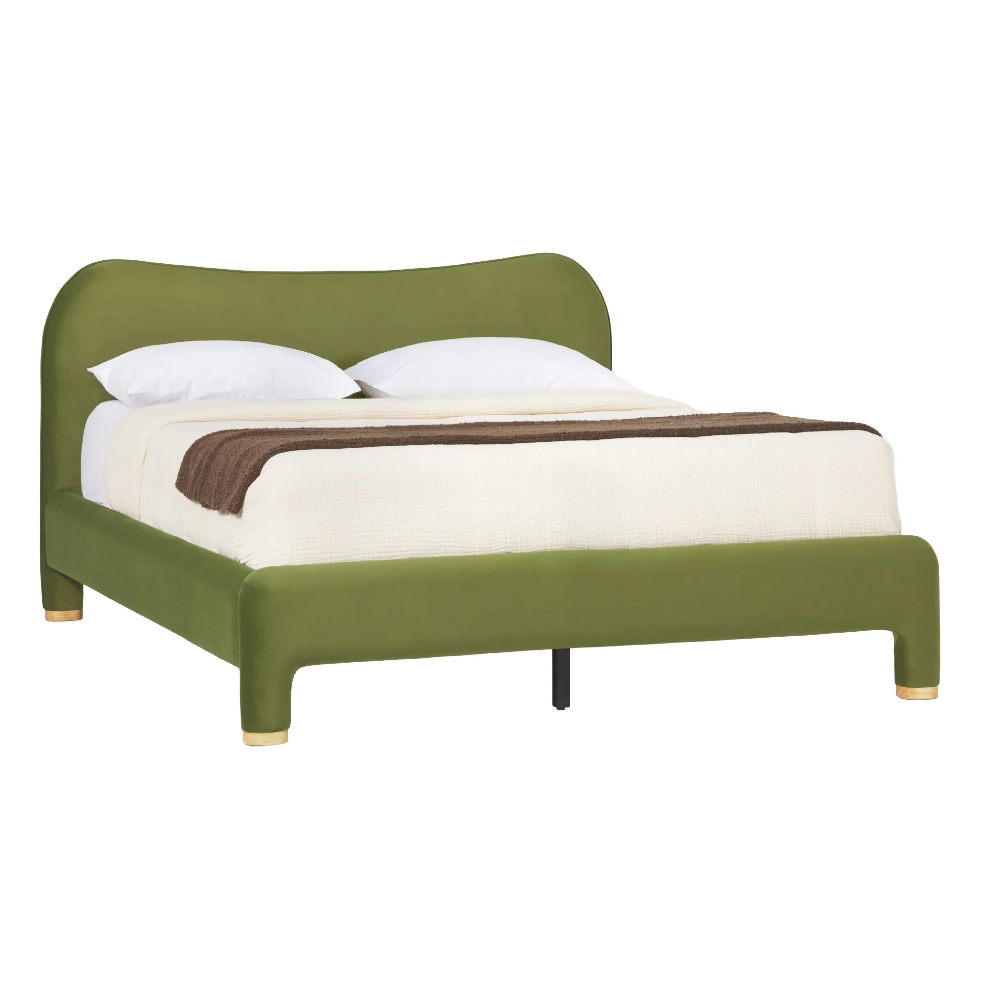 Chantelle Modern Curved Velvet Upholstered Bedframe - Image 12