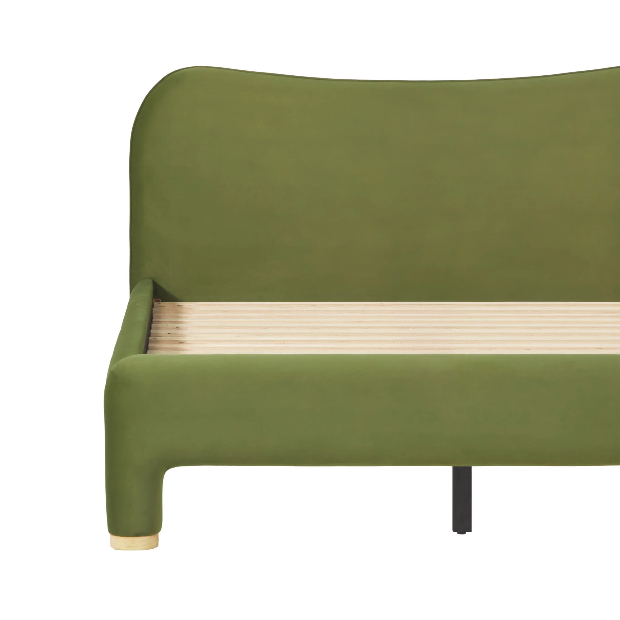 Chantelle Modern Curved Velvet Upholstered Bedframe - Image 13