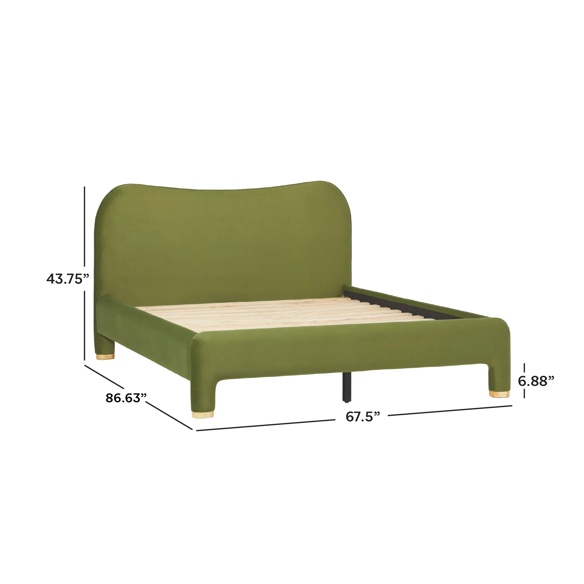 Chantelle Modern Curved Velvet Upholstered Bedframe - Image 19