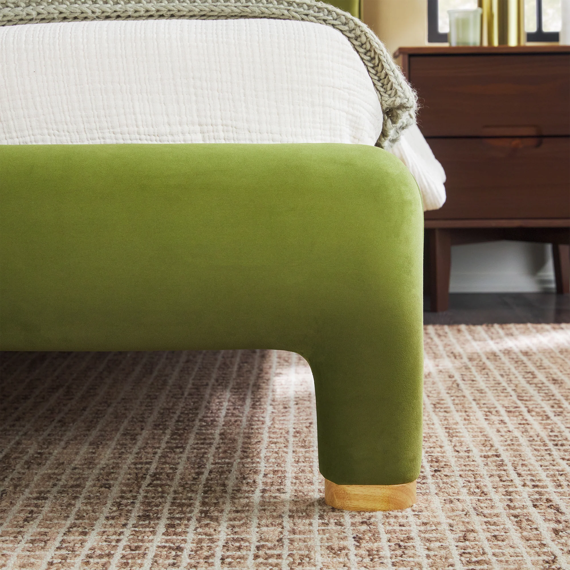 Chantelle Modern Curved Velvet Upholstered Bedframe - Image 8