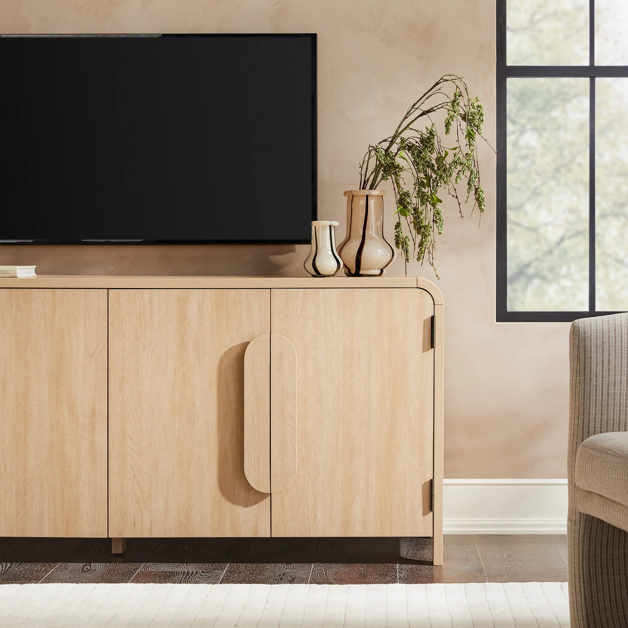 Chantelle Modern Curved Buffet Sideboard and TV Stand - Image 13