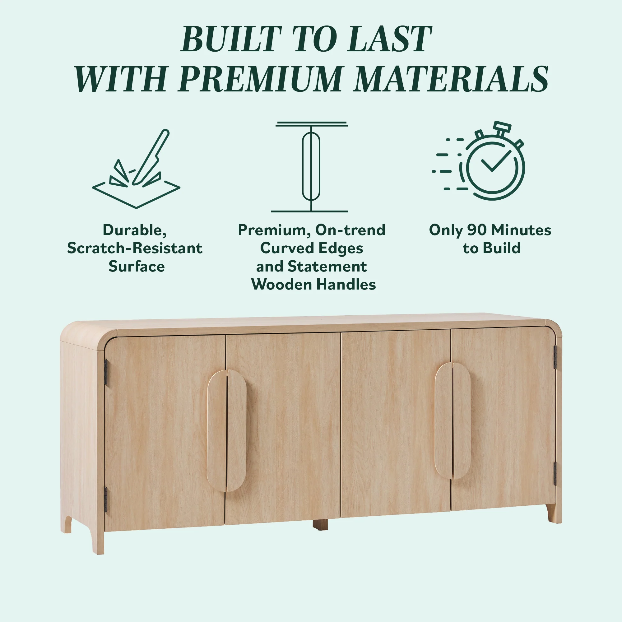 Chantelle Modern Curved Buffet Sideboard and TV Stand - Image 24