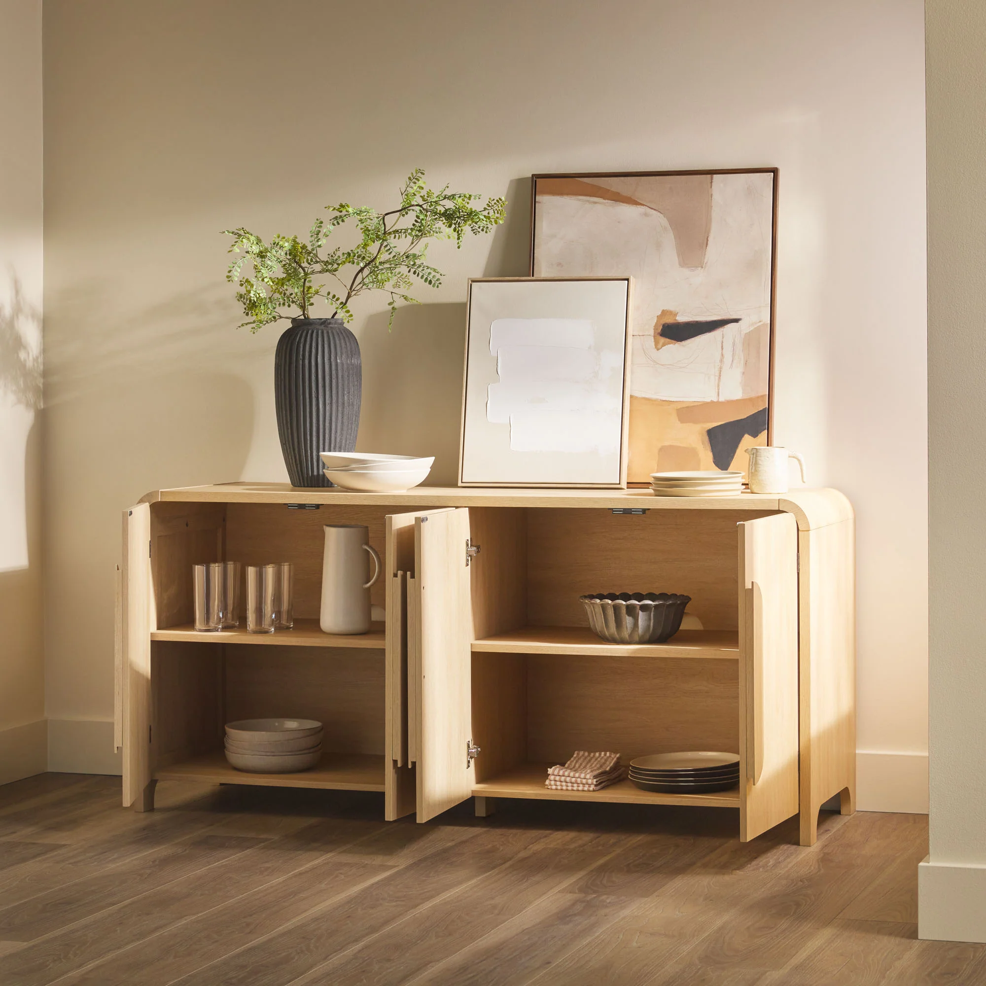 Chantelle Modern Curved Buffet Sideboard and TV Stand - Image 4