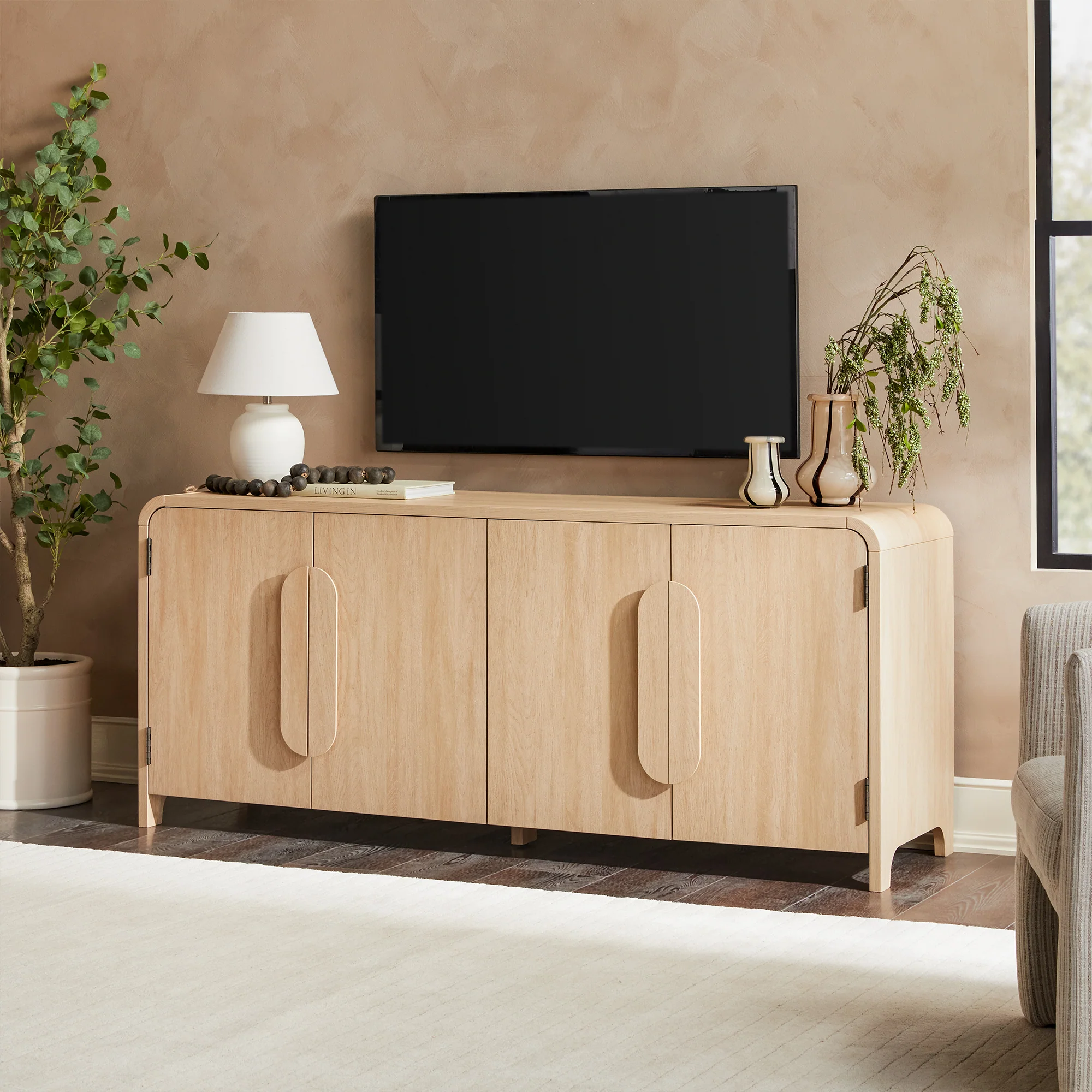 Chantelle Modern Curved Buffet Sideboard and TV Stand - Image 6